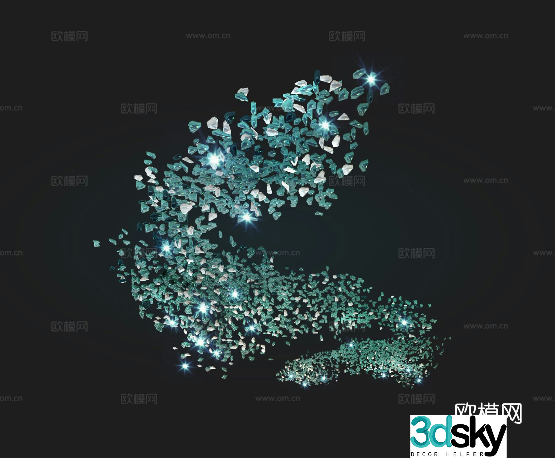 Modern large crystal chandelier art chandelier 3d model
