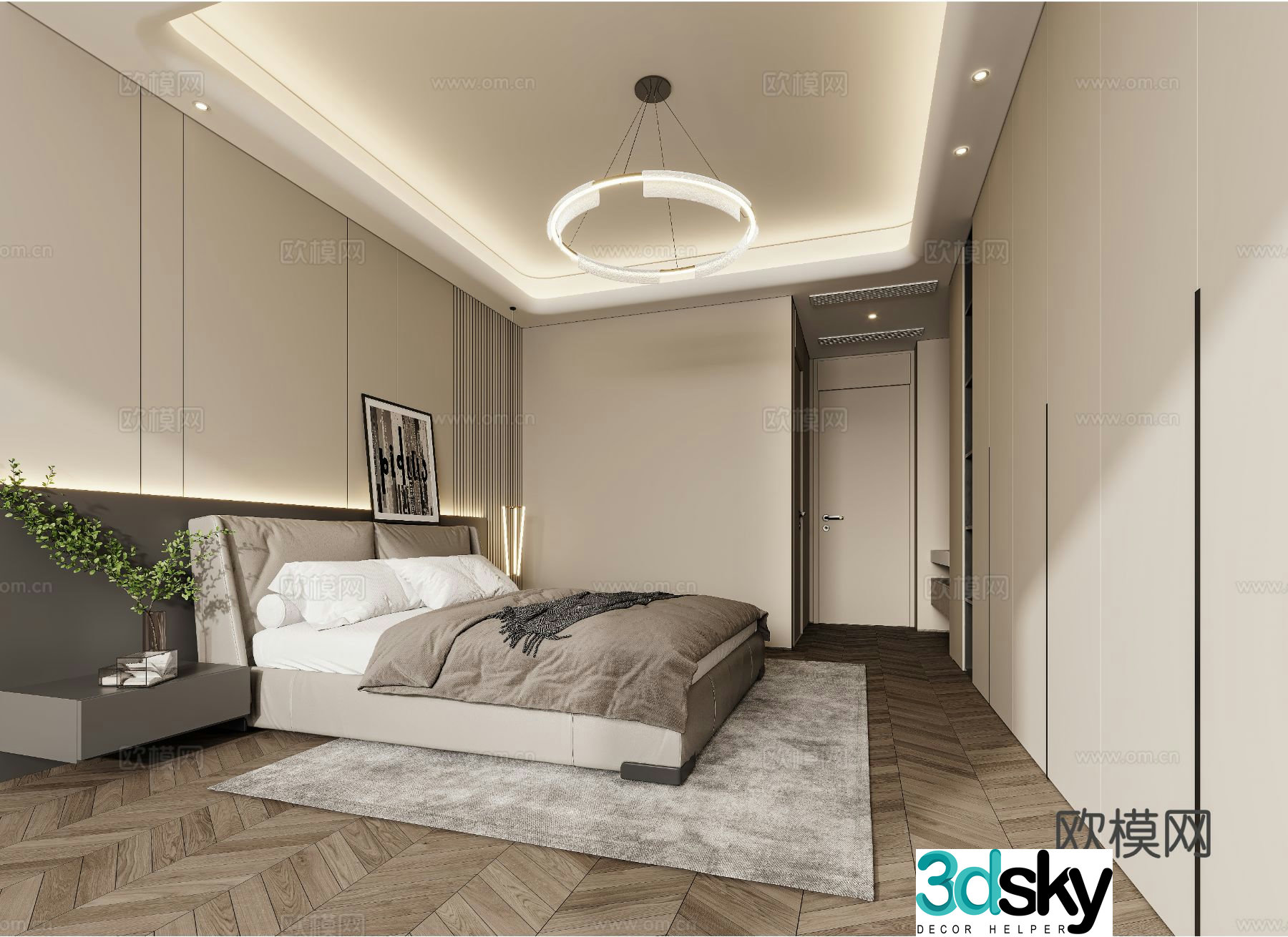 Modern bedroom master bedroom 3d model