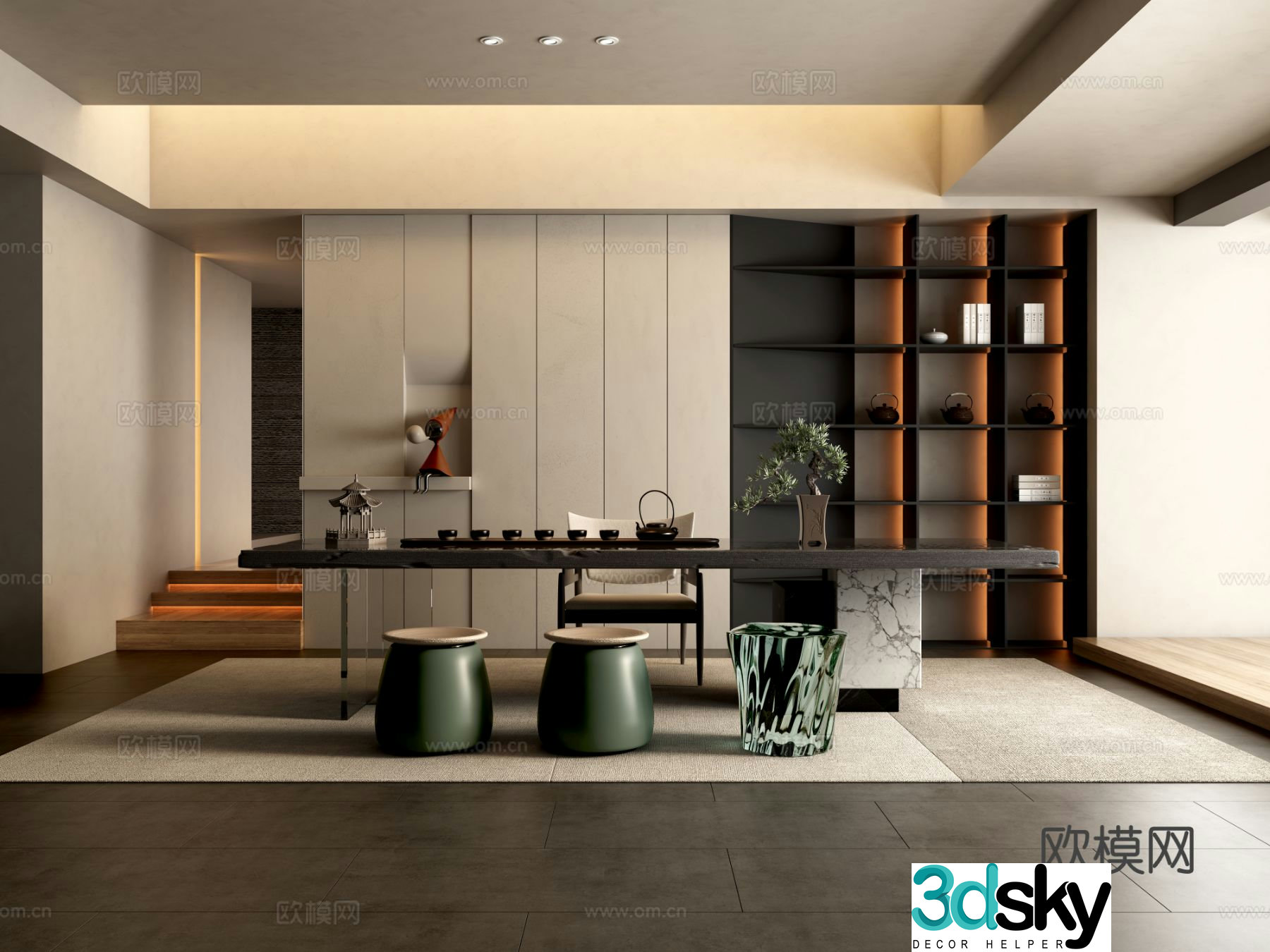 Wabi-sabi style tea room 3d model