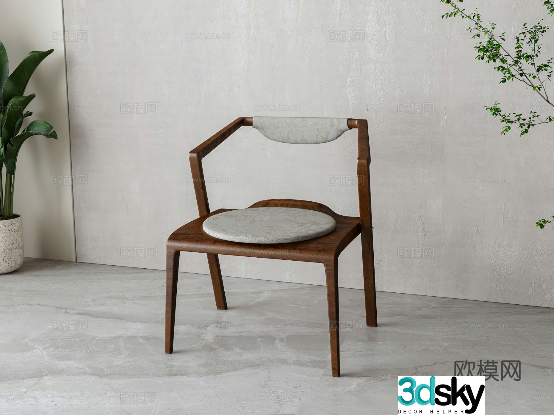 New Chinese style single chair 3d model