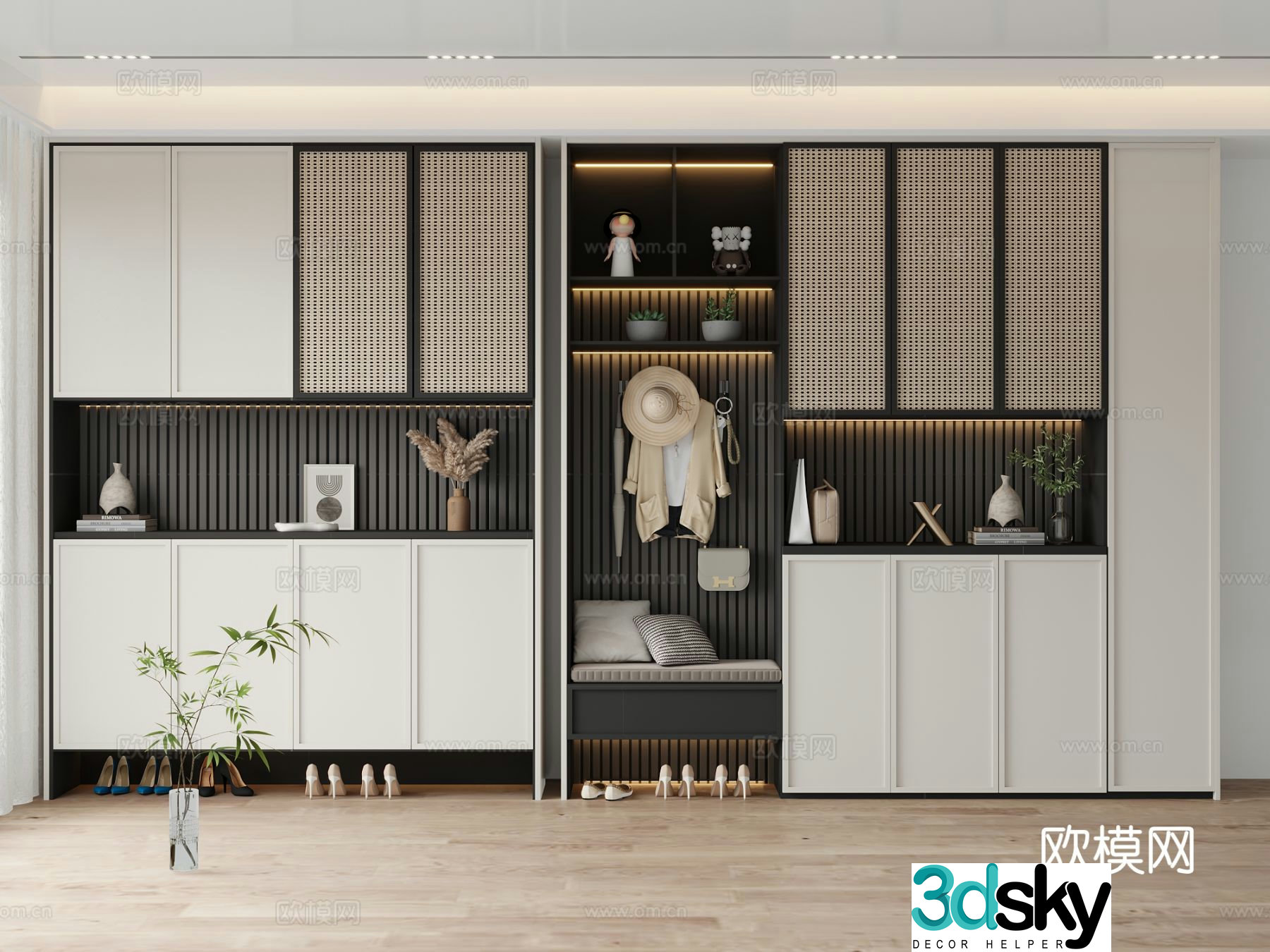 Modern entrance shoe cabinet 3d model