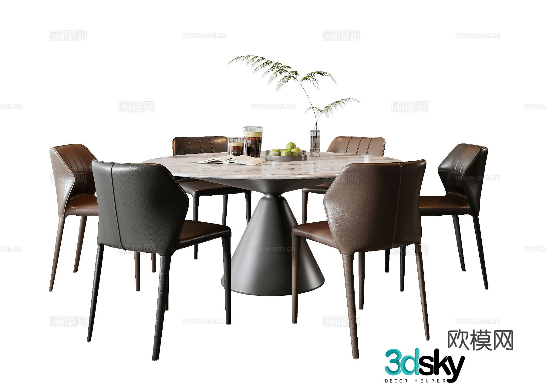 Italian dining table and chairs 3d model