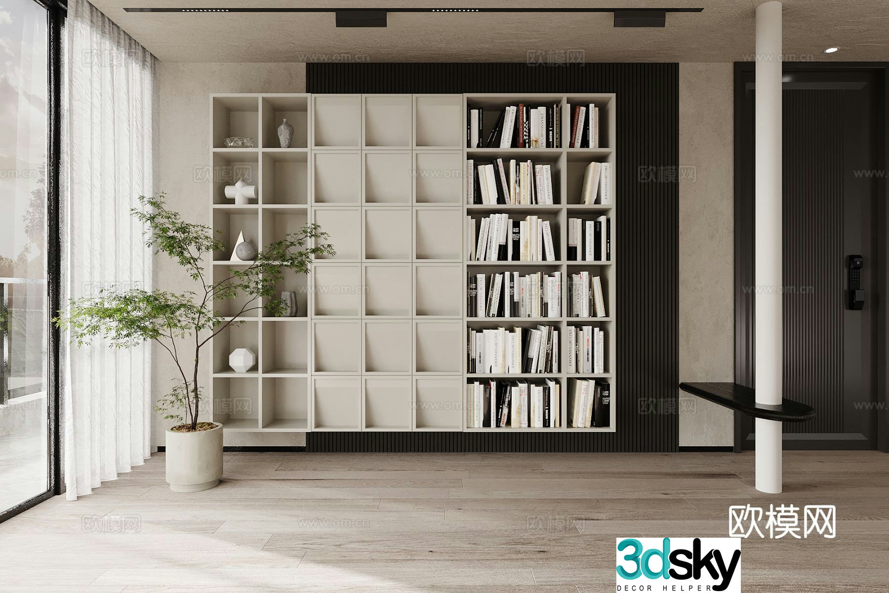 Modern bookcase bookshelf decorative cabinet 3d model