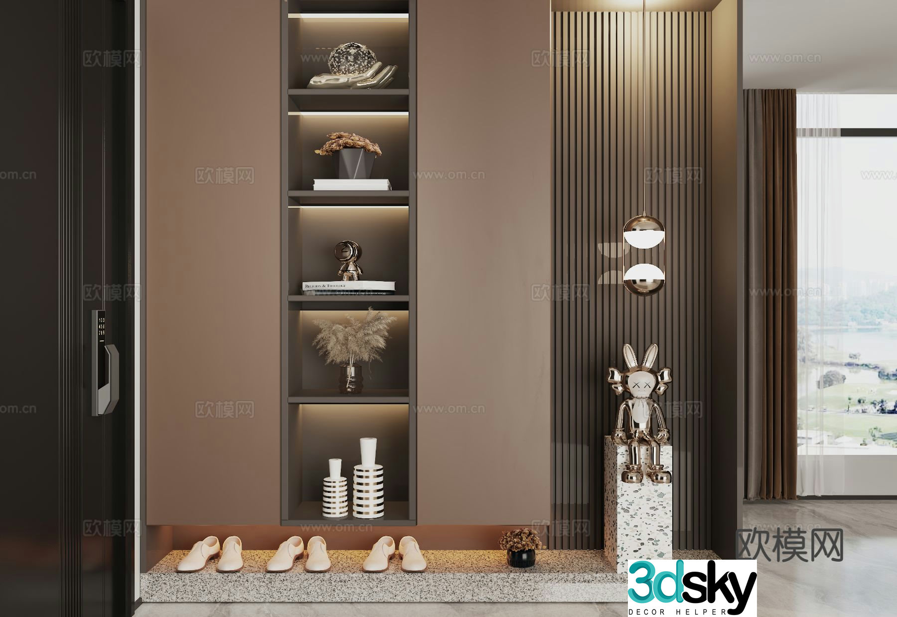 Italian style entrance shoe cabinet 3D model