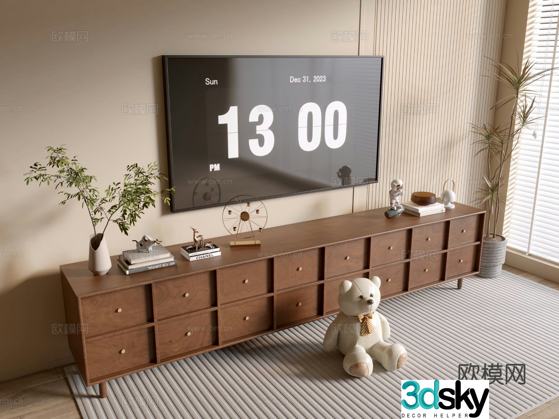 Medieval style TV cabinet 3D model