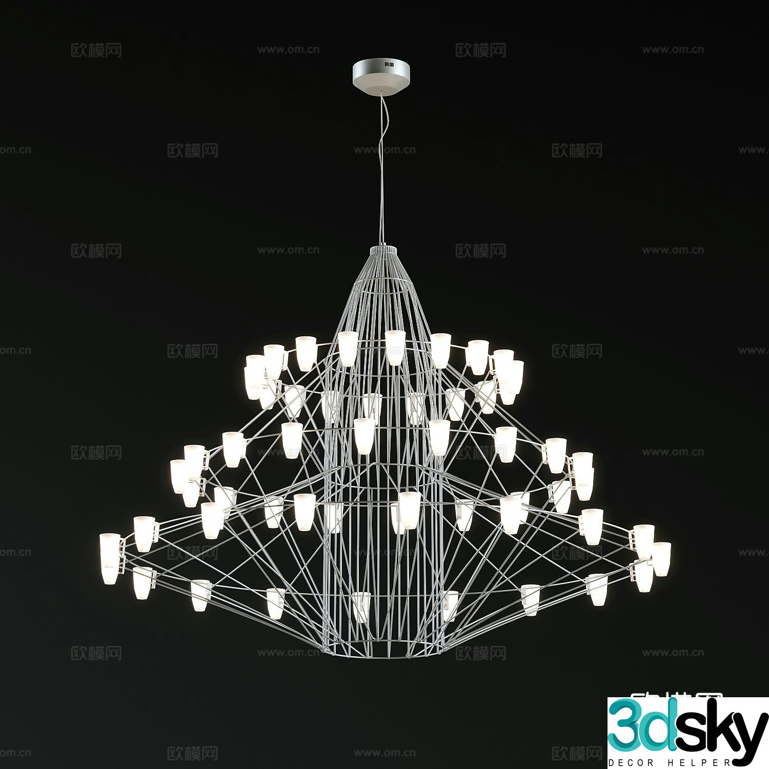 Modern lobby chandelier 3d model