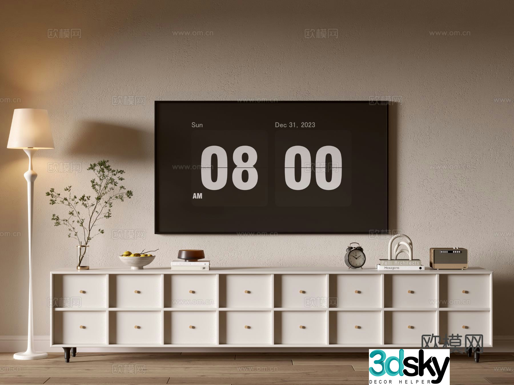 Cream style TV cabinet 3d model