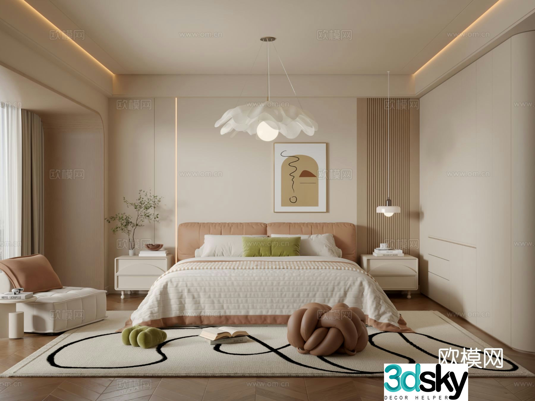 Cream style bedroom master bedroom 3d model
