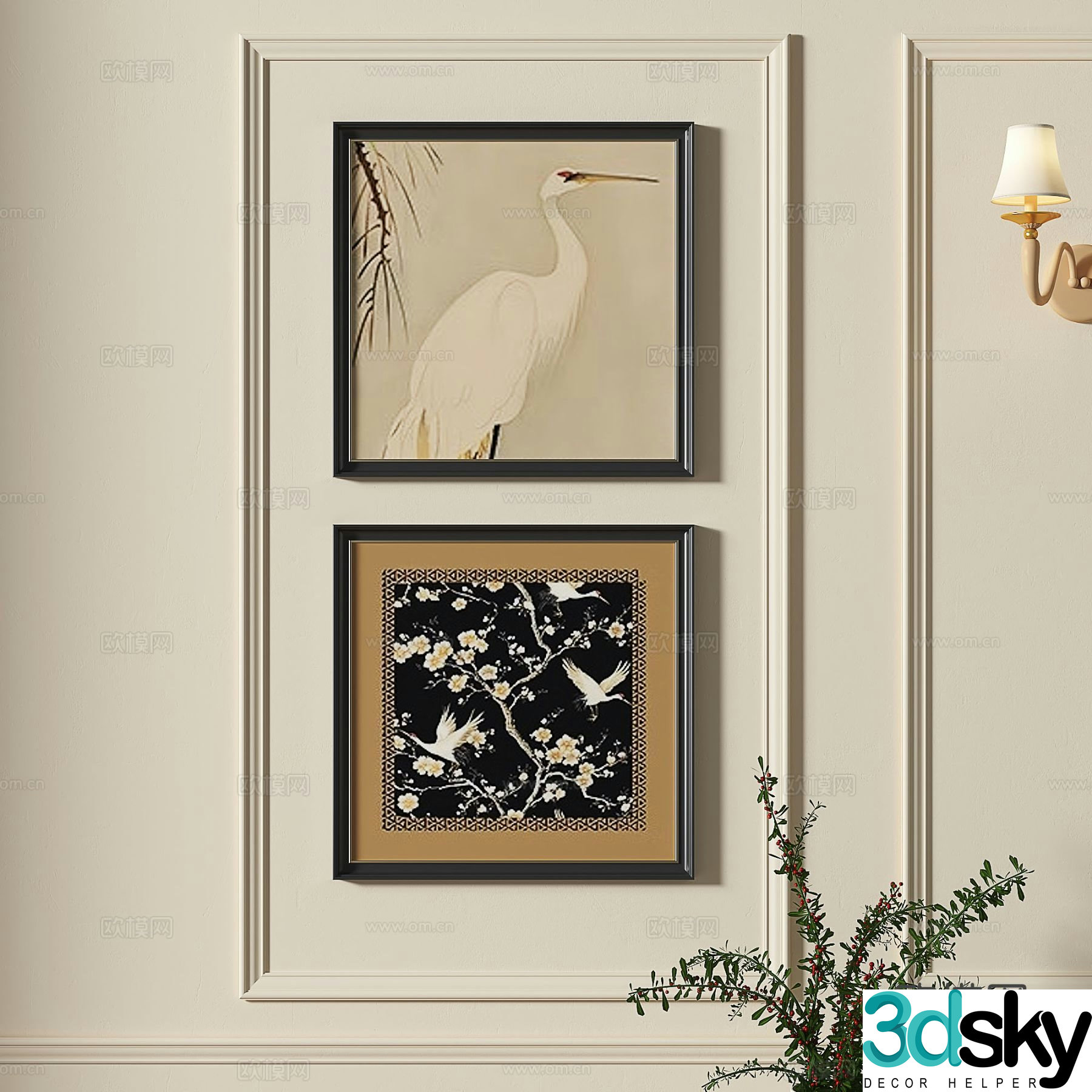 French abstract painting decorative painting 3d model