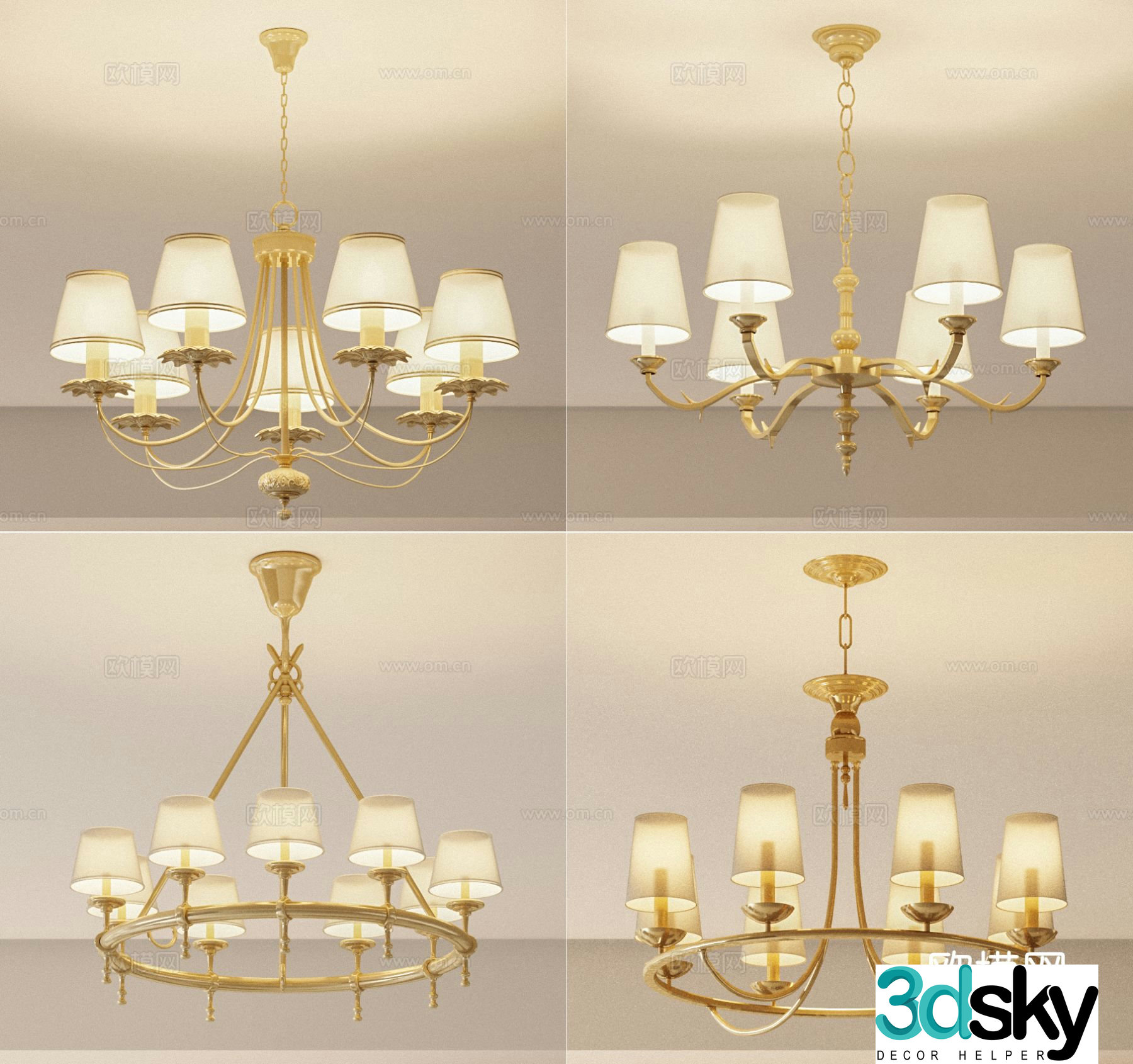 American chandelier multi-head chandelier 3d model