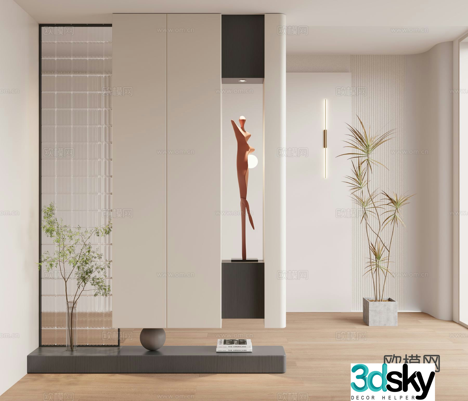 Modern entrance shoe cabinet partition cabinet 3d model