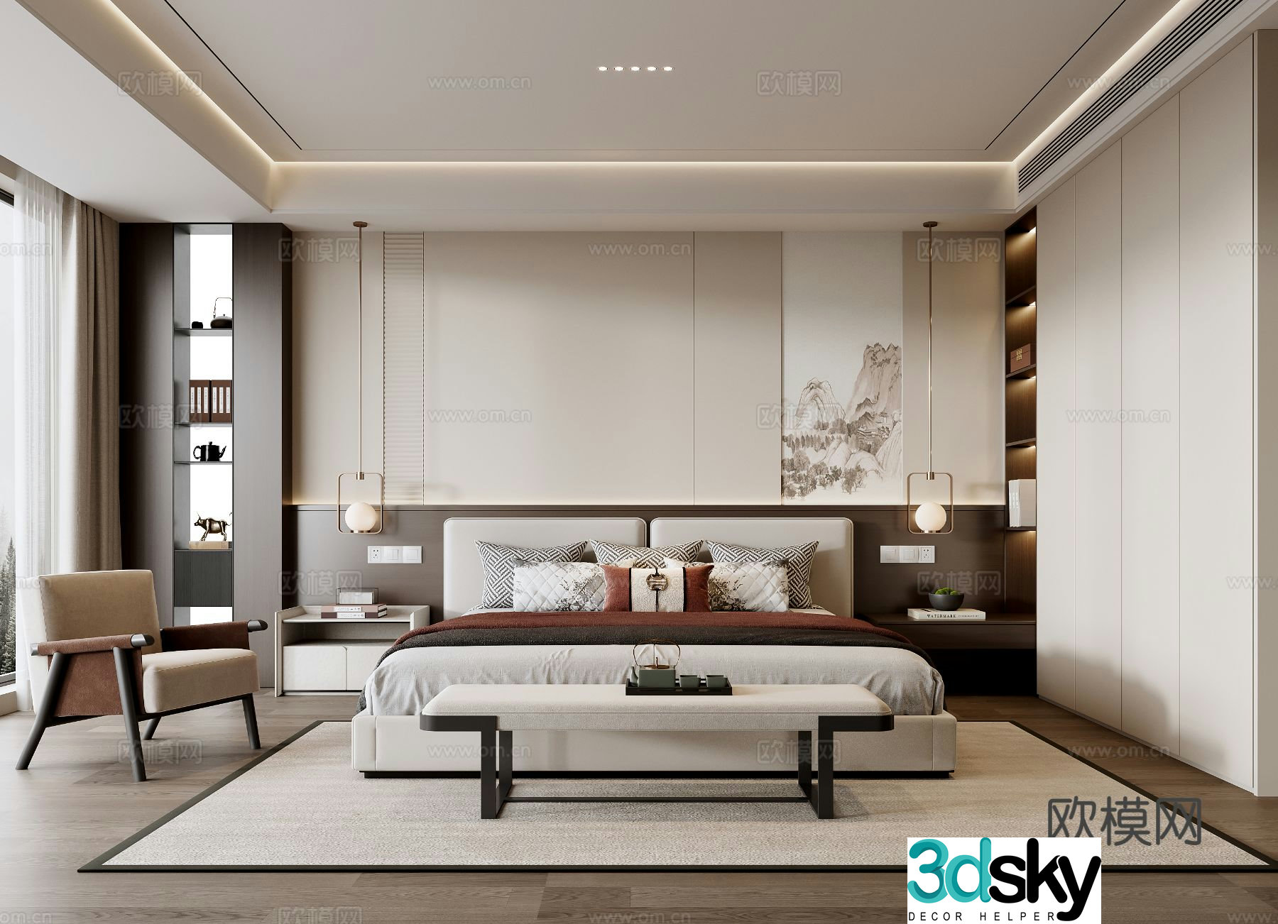 New Chinese style bedroom master bedroom 3d model