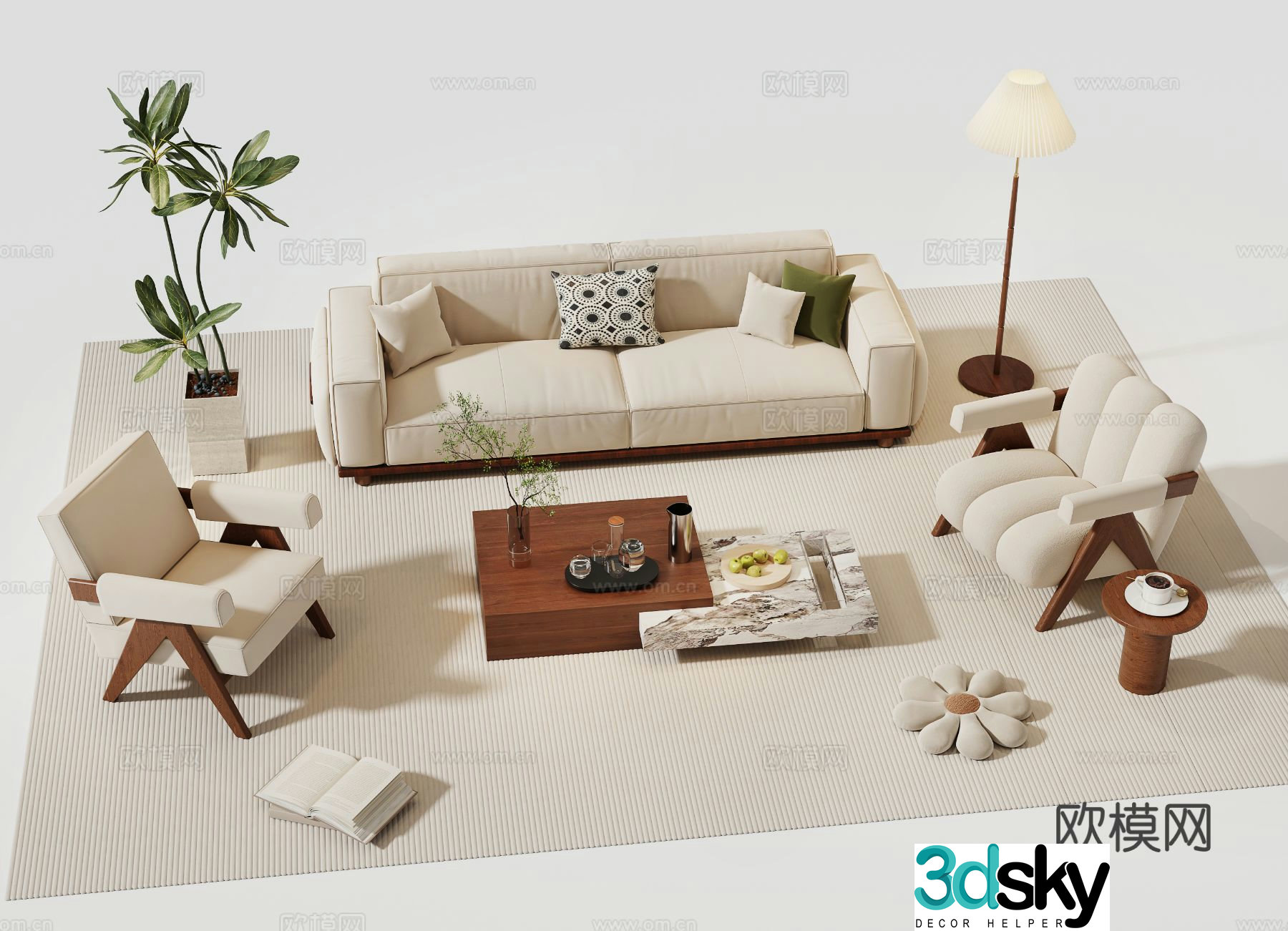 Medieval style modular sofa 3D model