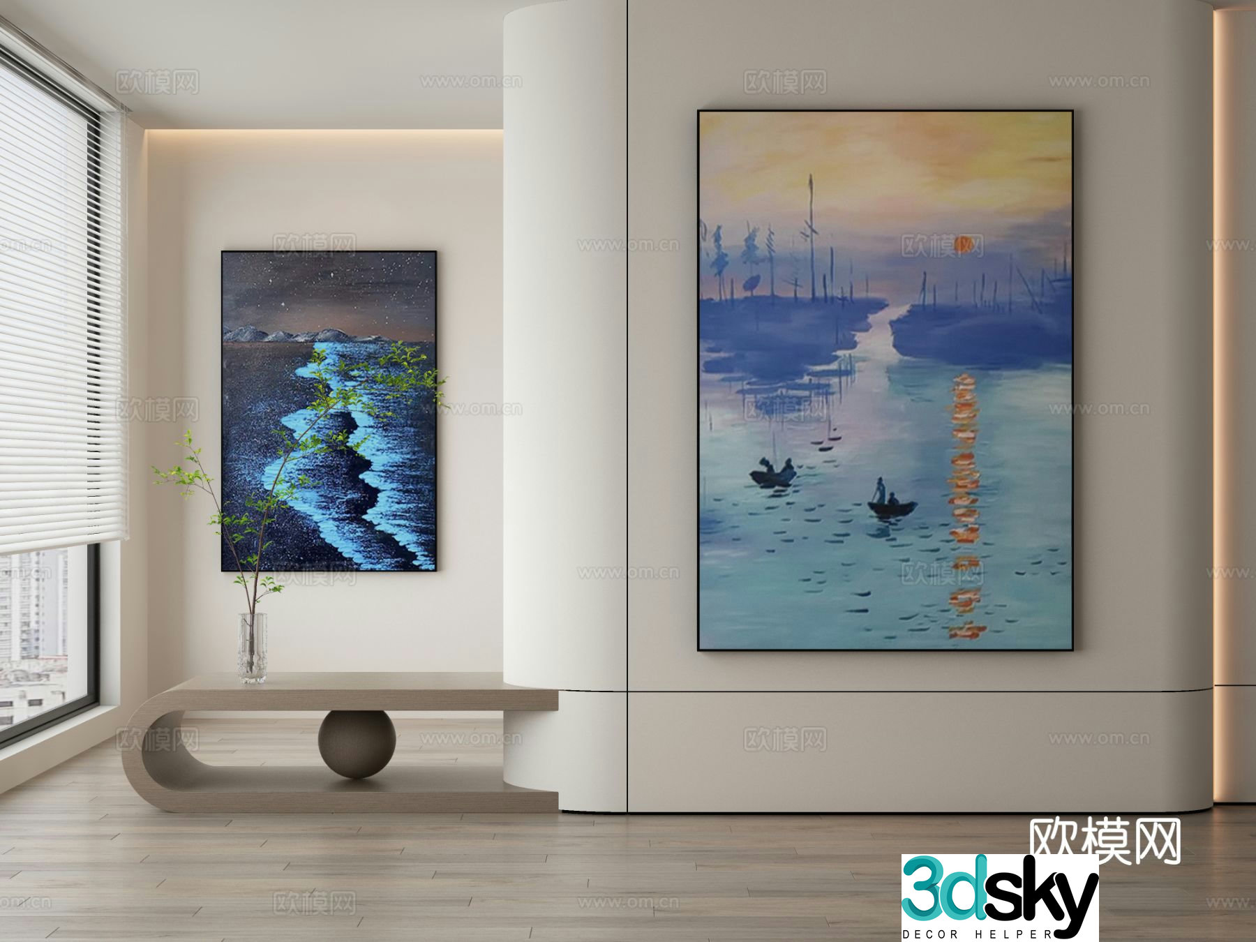 Modern landscape painting decorative painting 3d model