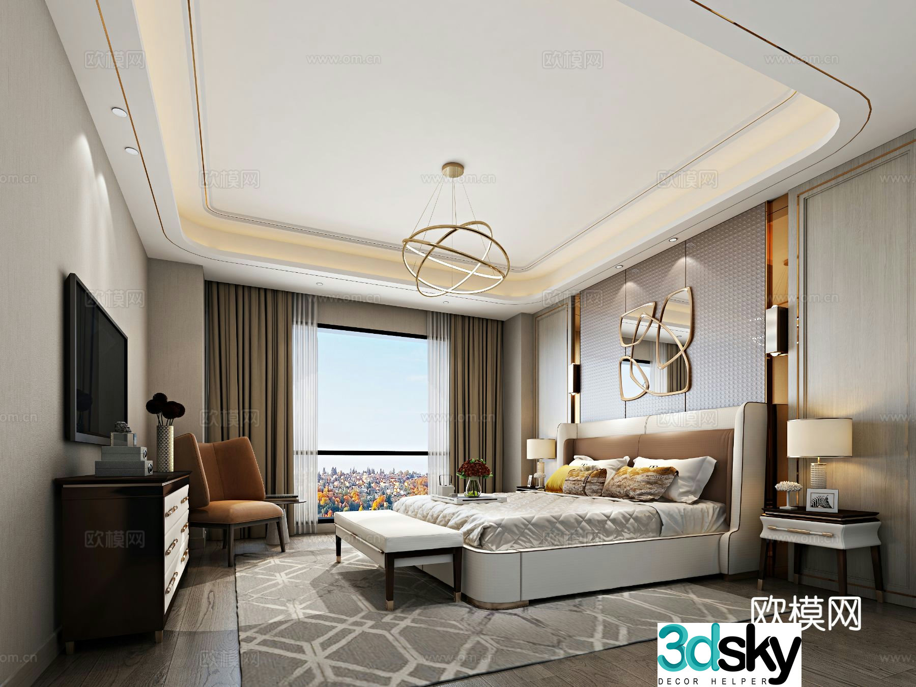 Light luxury bedroom master bedroom 3d model