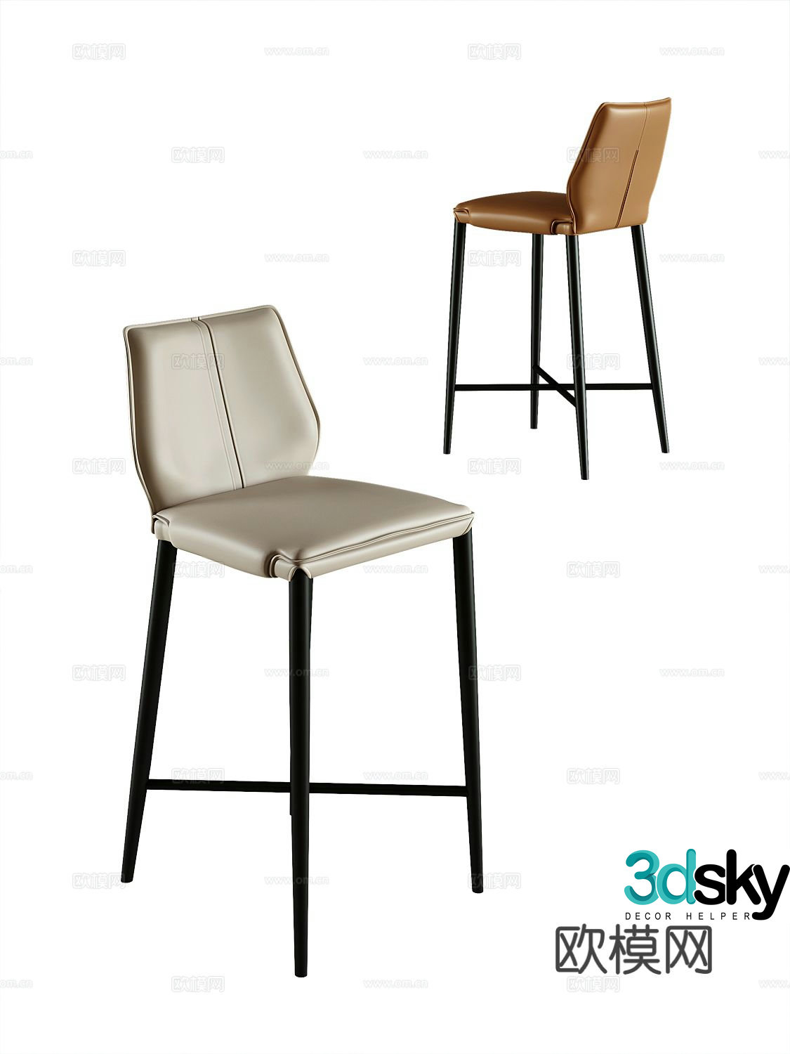 Modern bar stool bar stool high stool 3d model
