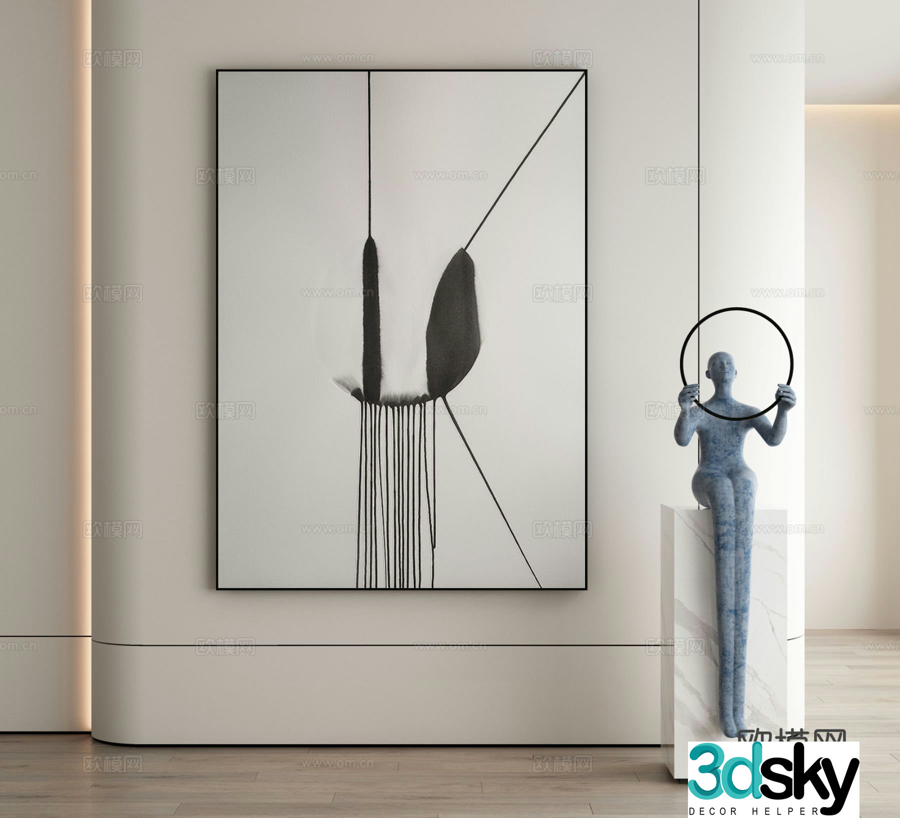 Modern abstract painting decorative painting 3d model
