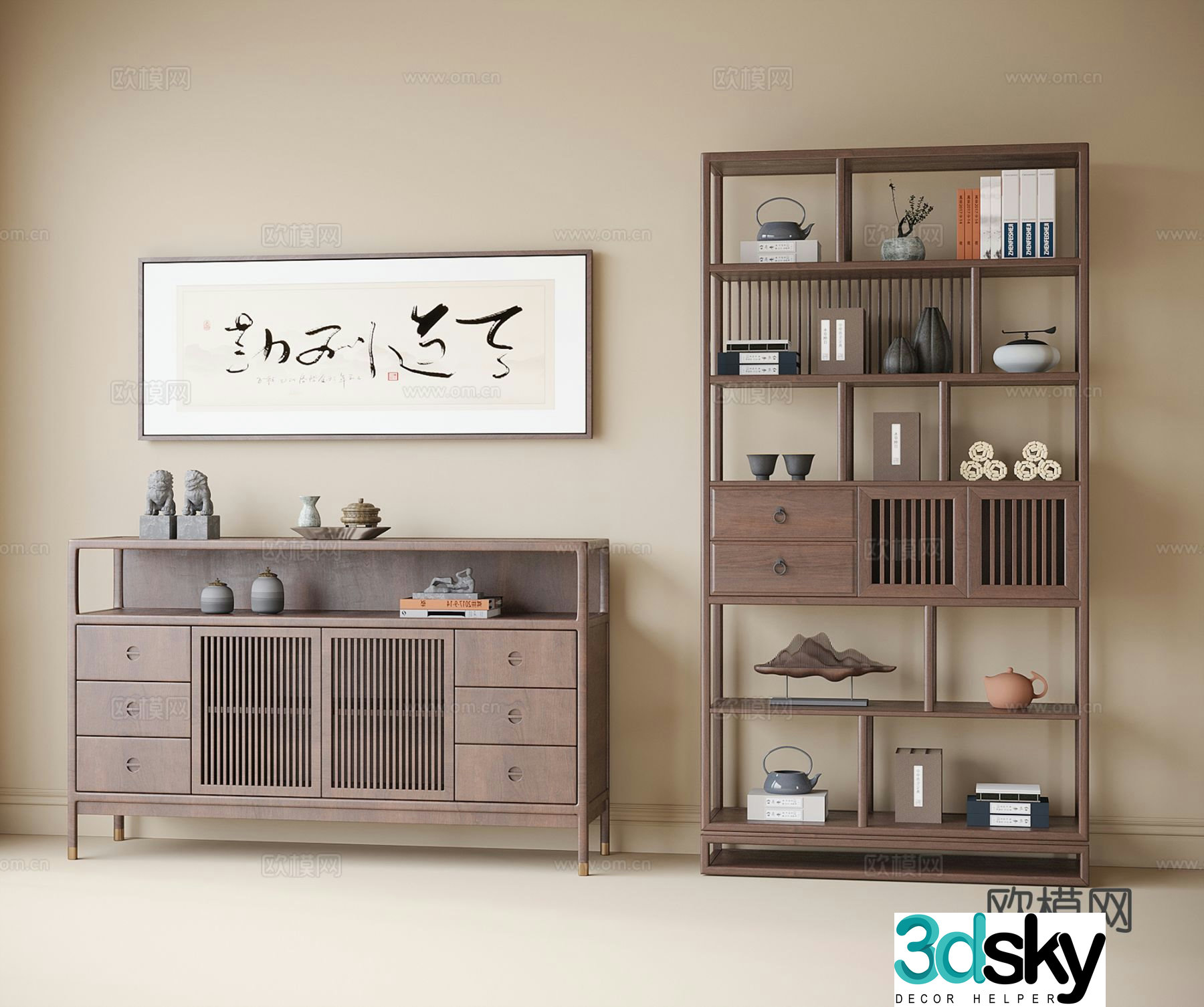 Chinese style Bogu rack display rack 3D model