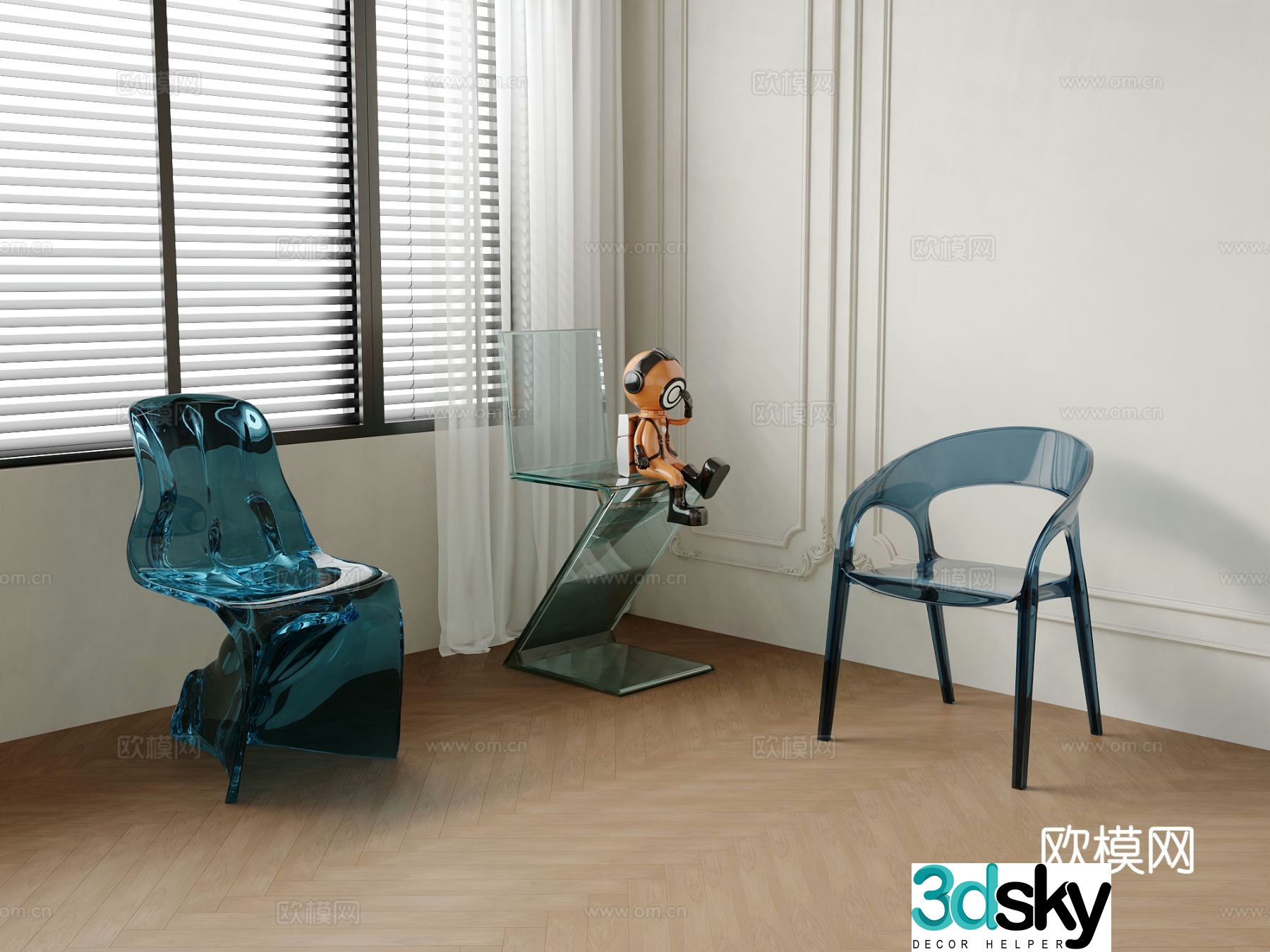 Acrylic single chair dining chair sofa chair 3d model