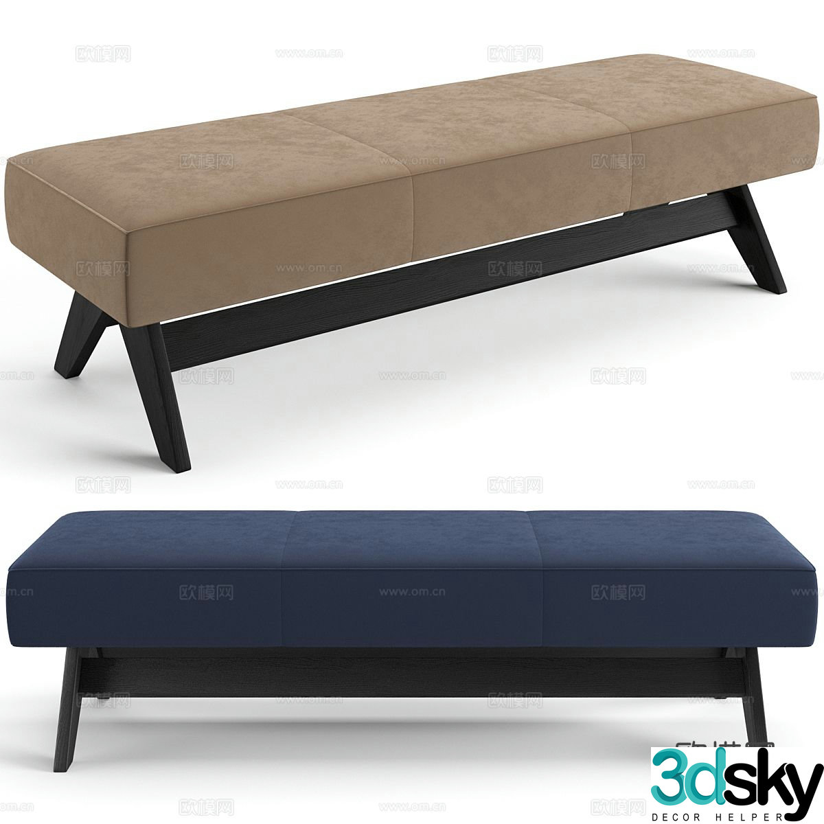 Modern footrest bedside stool 3d model