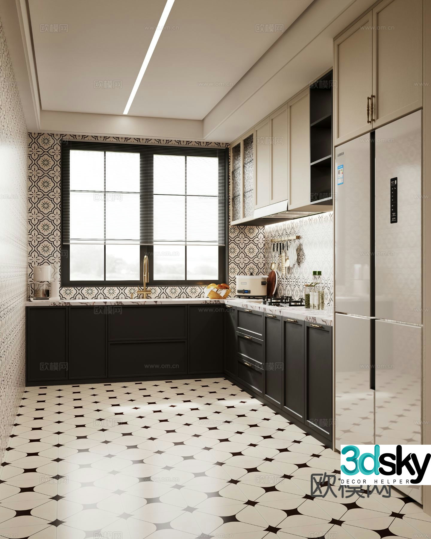 Medieval style kitchen cabinet 3d model