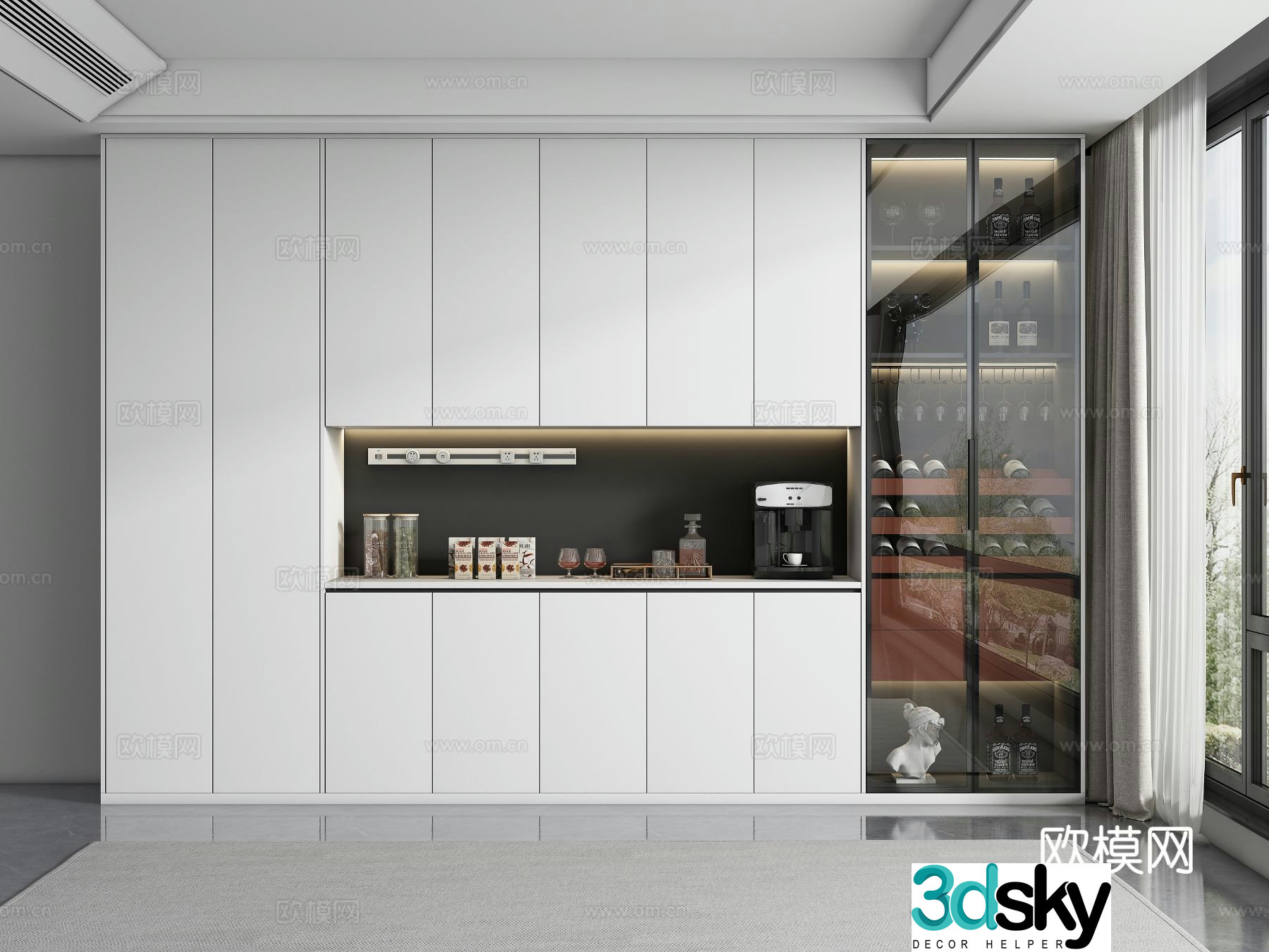 Modern wine cabinet 3d model