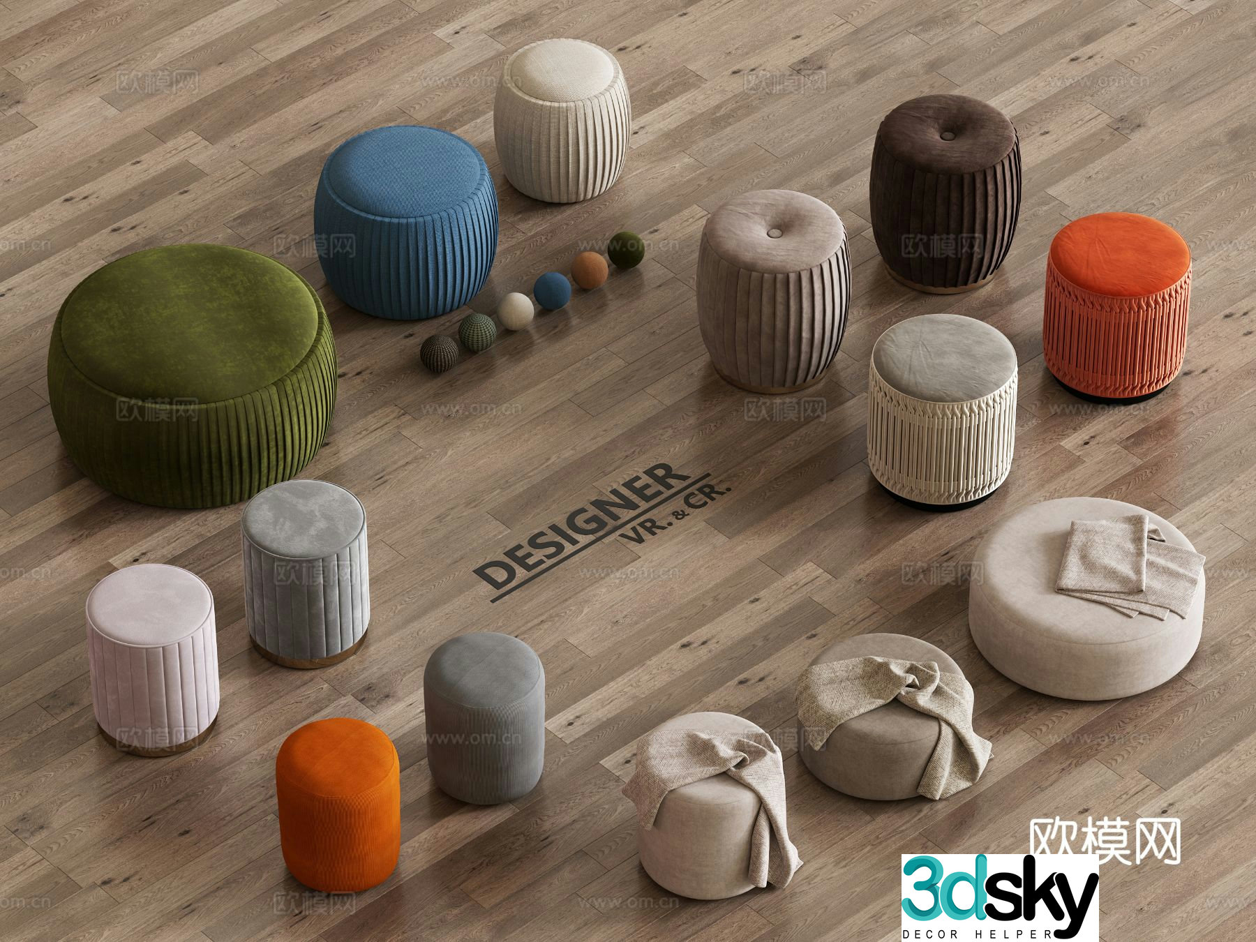 Modern stool sofa stool low stool round stool 3D model