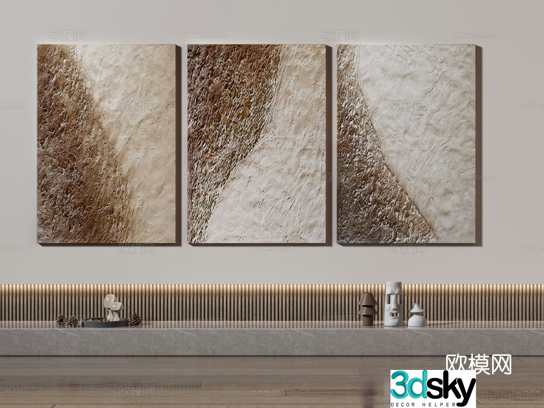 Modern texture painting decorative painting 3d model