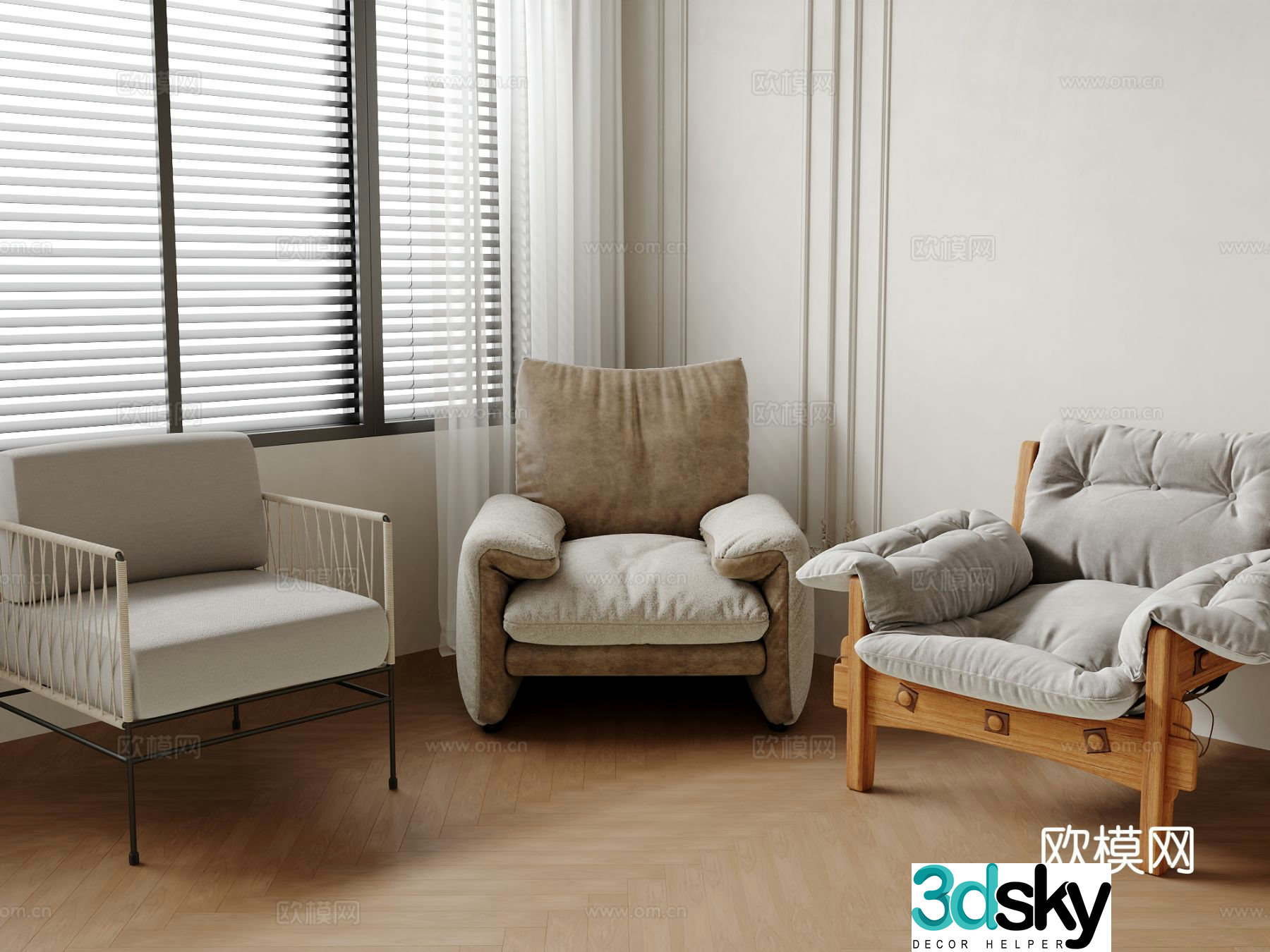 Single chair dining chair sofa chair 3d model
