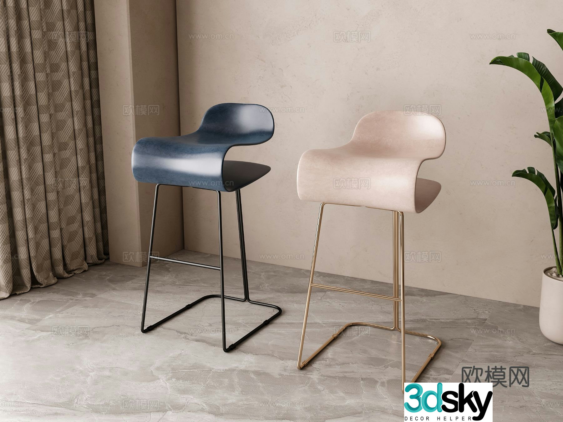 Modern bar stool bar chair bar chair 3d model