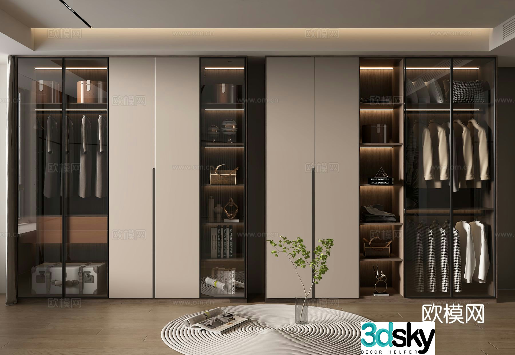 Modern wardrobe glass wardrobe 3d model