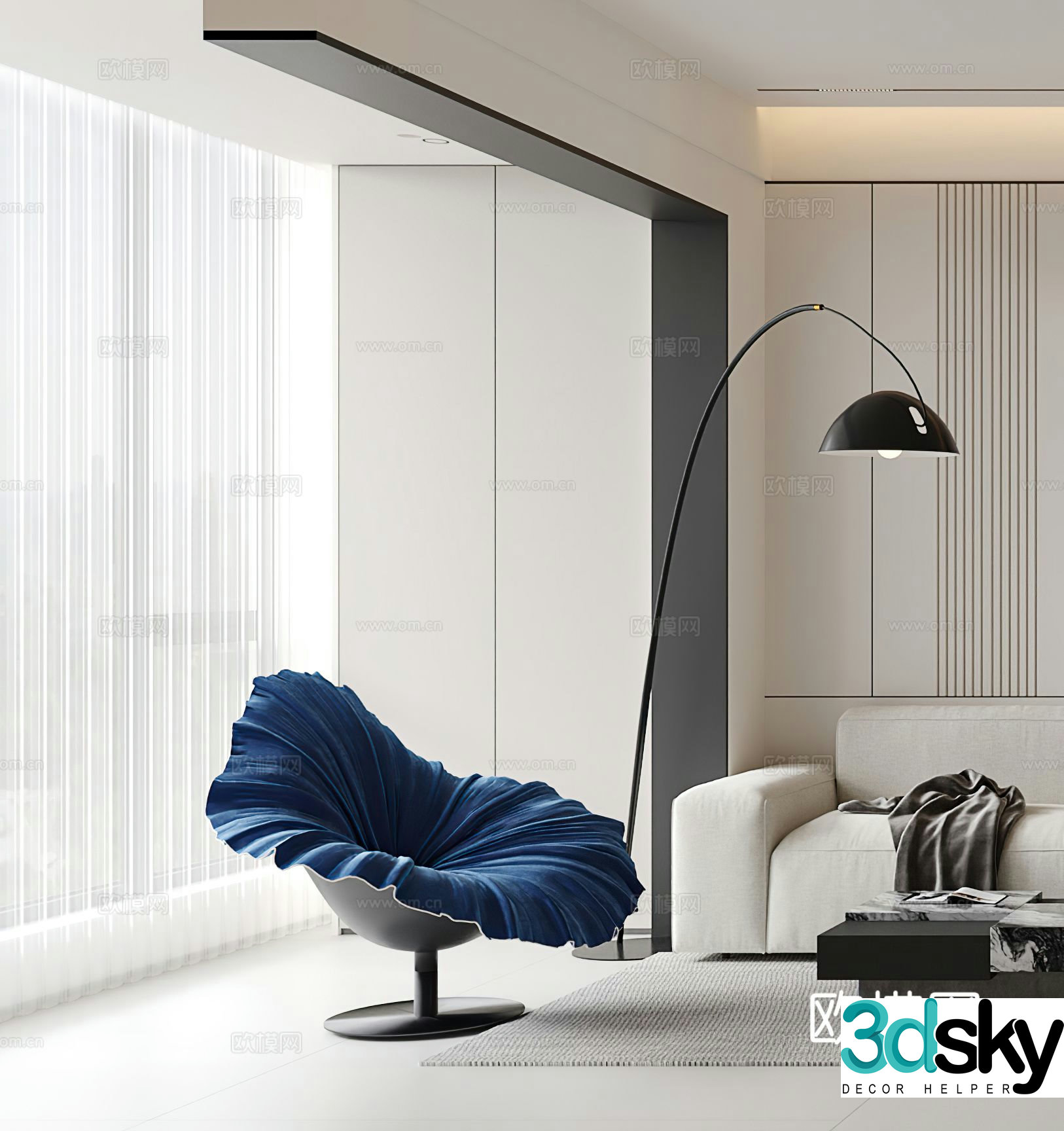 Modern leisure chair petal chair 3d model