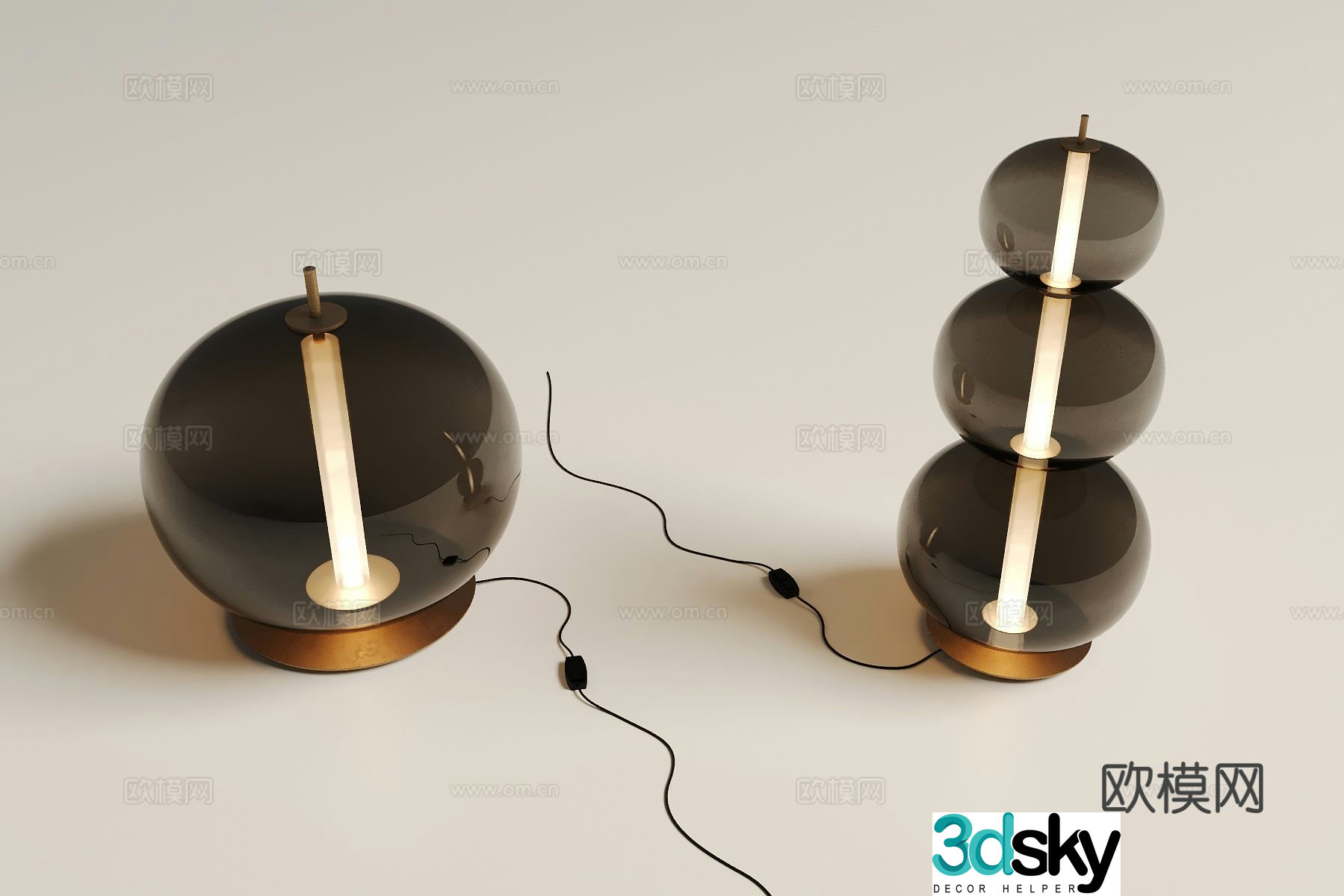 Minimalist desk lamp glass desk lamp 3d model