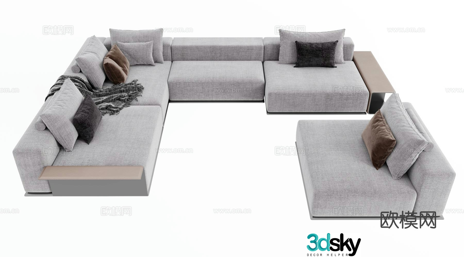 Modern multi-seater sofa corner sofa 3d model