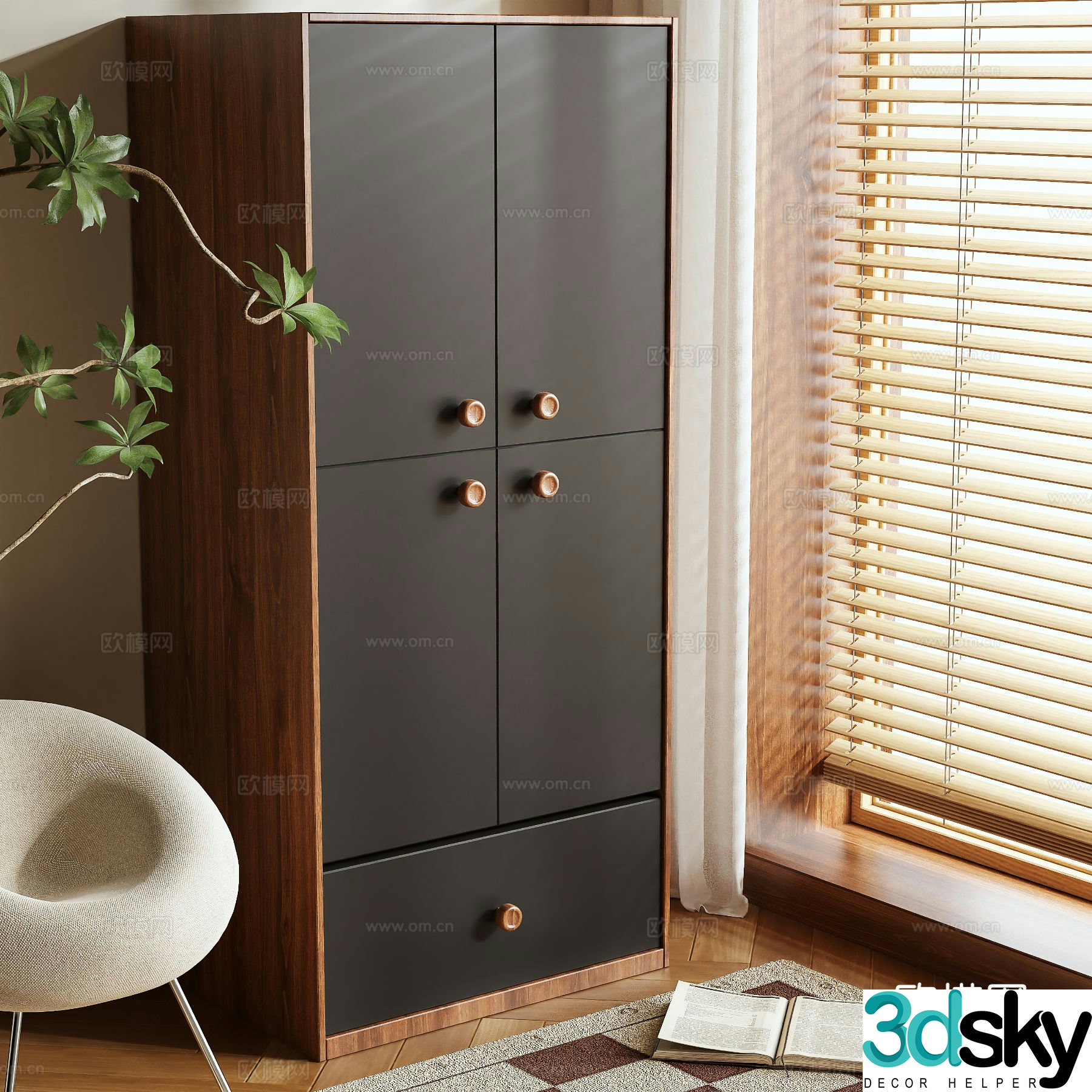 Medieval style wardrobe 3d model