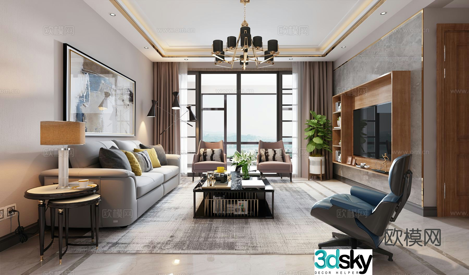 New Chinese style living room 3d model