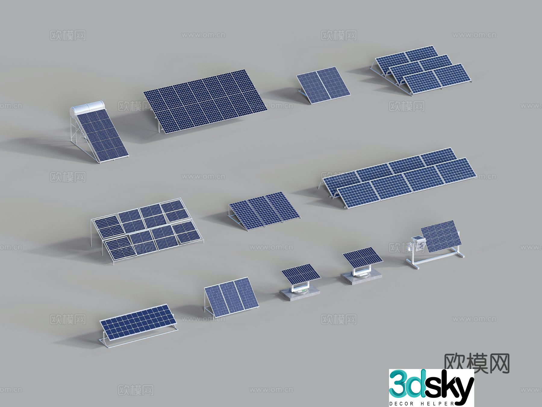 Modern solar panel photovoltaic panel power generation panel battery panel industrial equipment 3d model