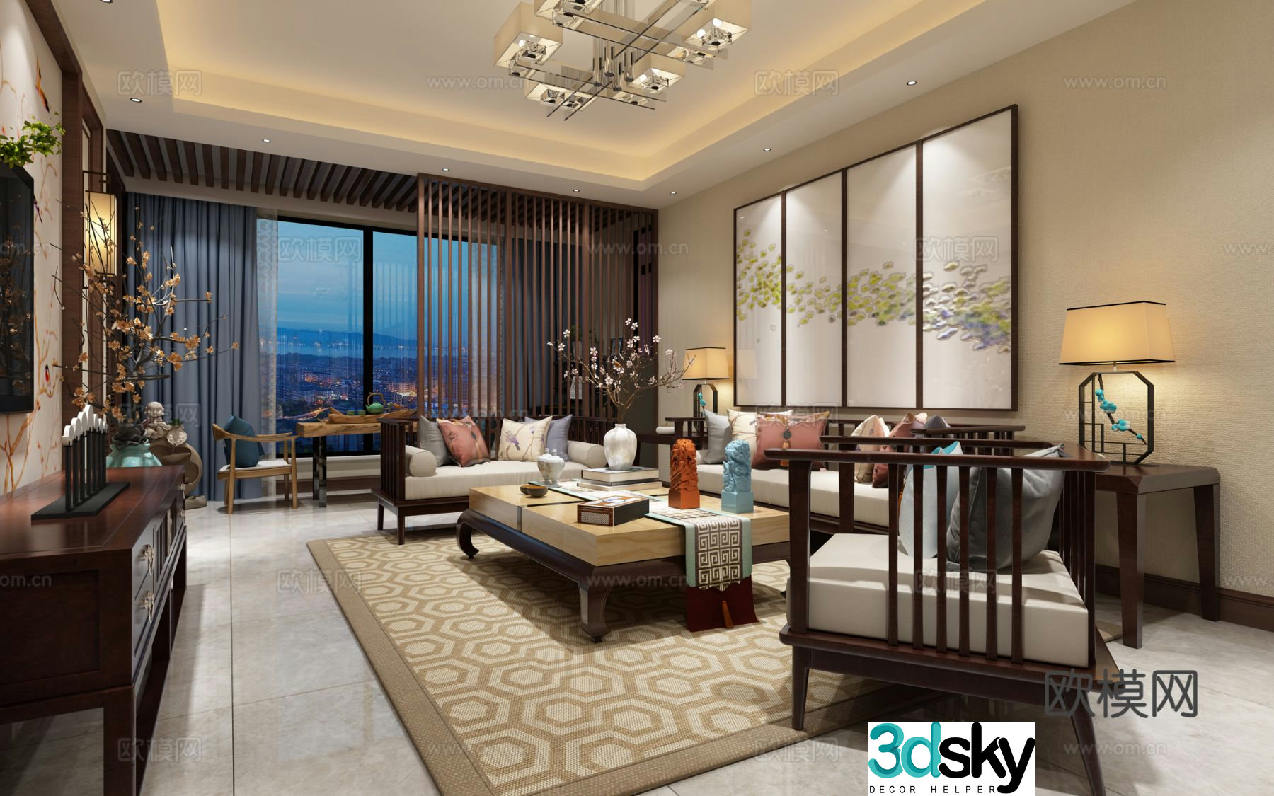 New Chinese style living room 3d model