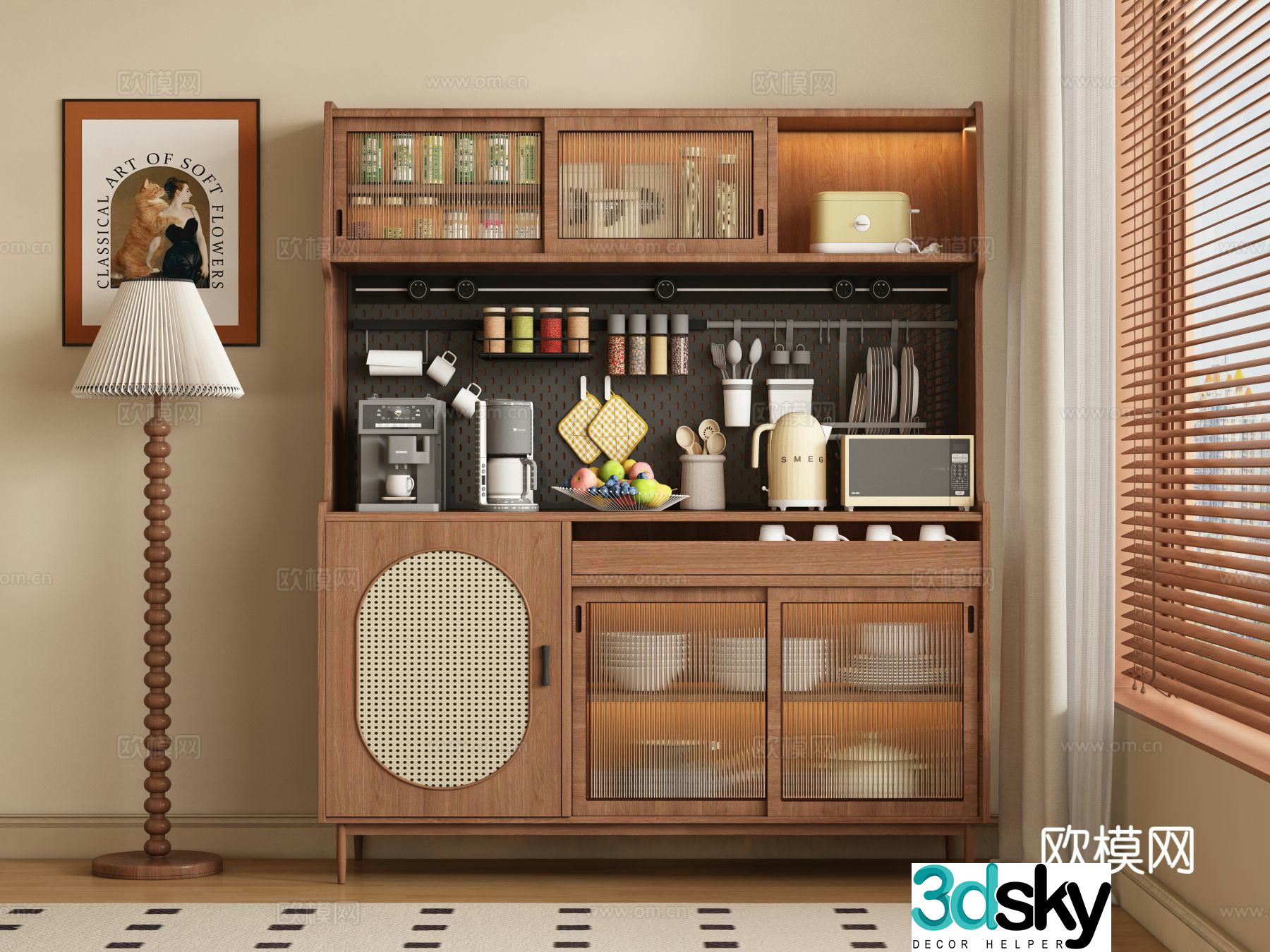 Medieval style sideboard 3d model
