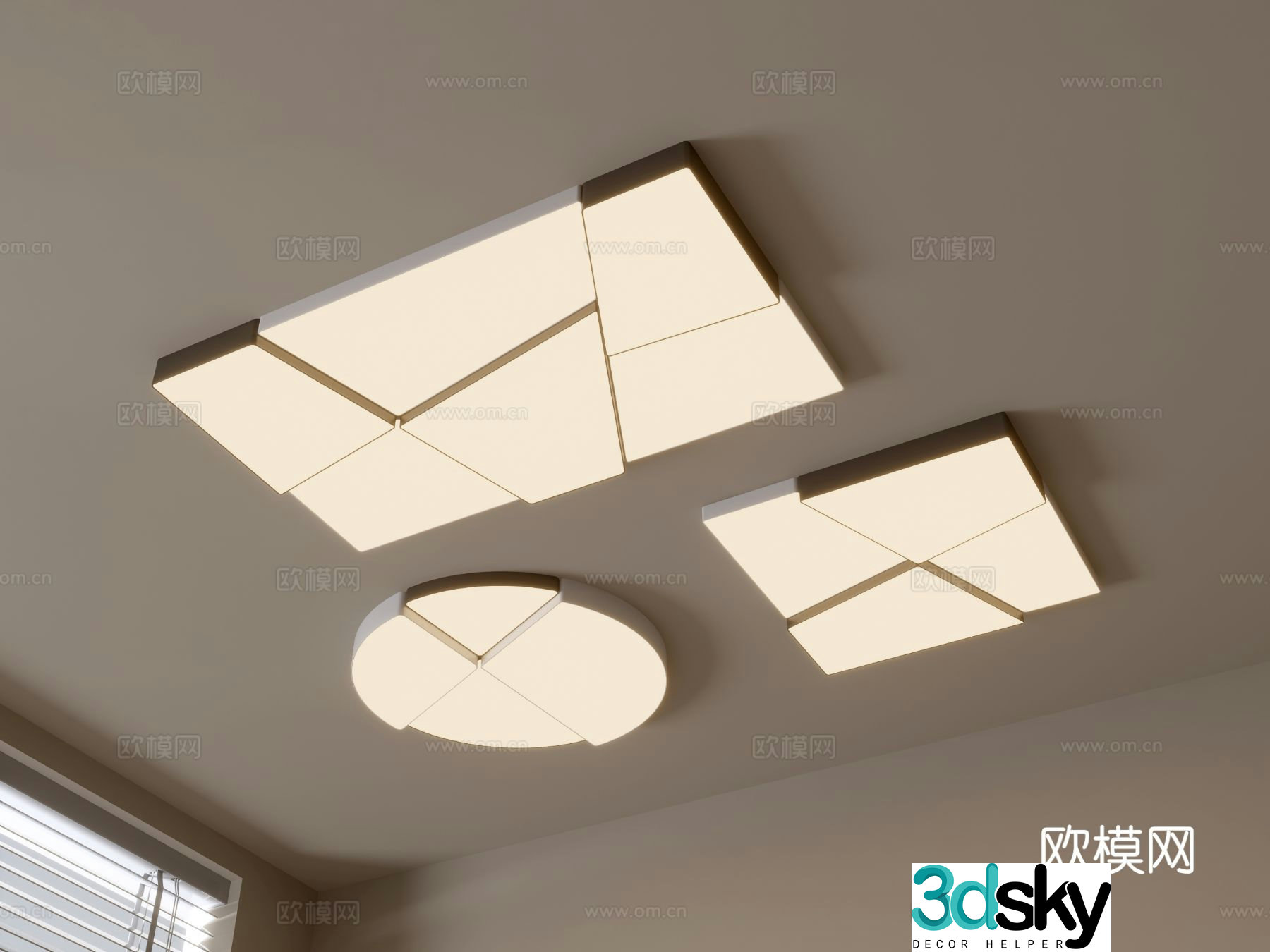 Geometric ceiling lamp bedroom lamp artistic lamp fashionable living room lamp 3D model