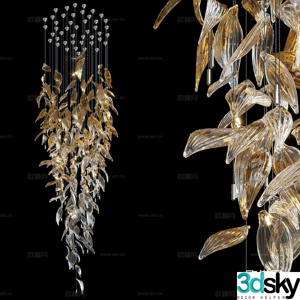 Light luxury chandelier crystal lamp 3d model