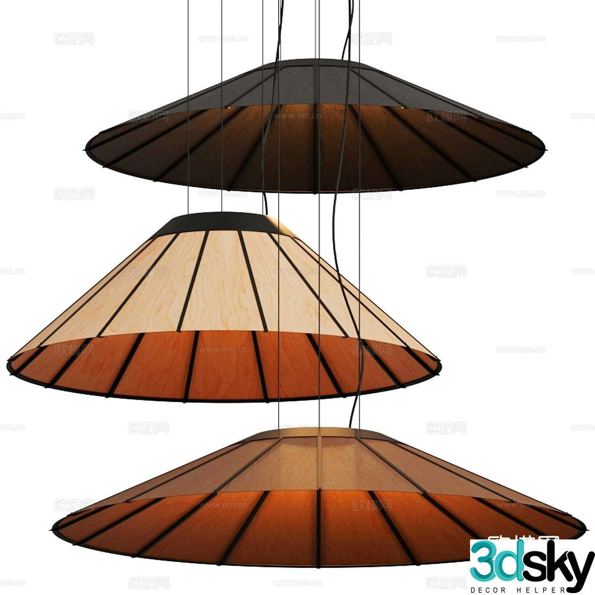 Wabi-sabi chandelier restaurant chandelier 3d model