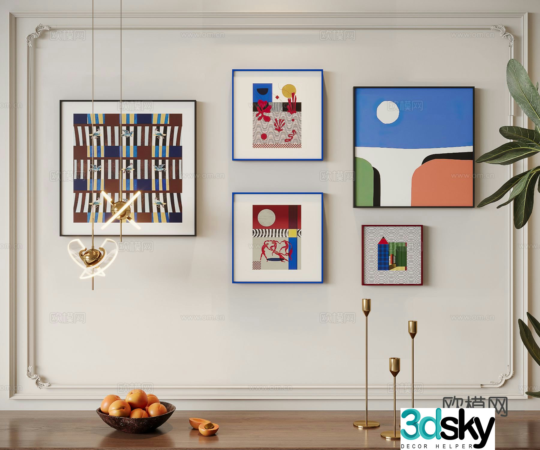 Decorative painting art painting combined hanging painting 3d model