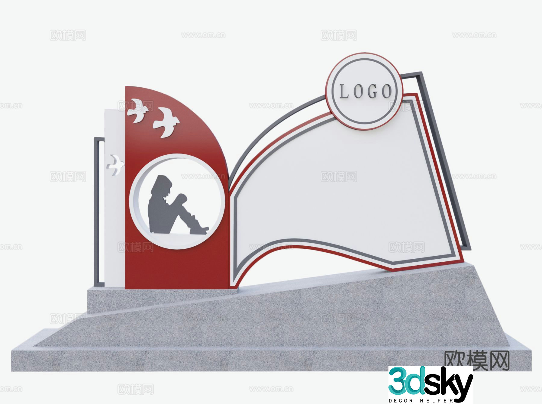 Modern campus culture sculpture campus culture promotion sculpture 3D model
