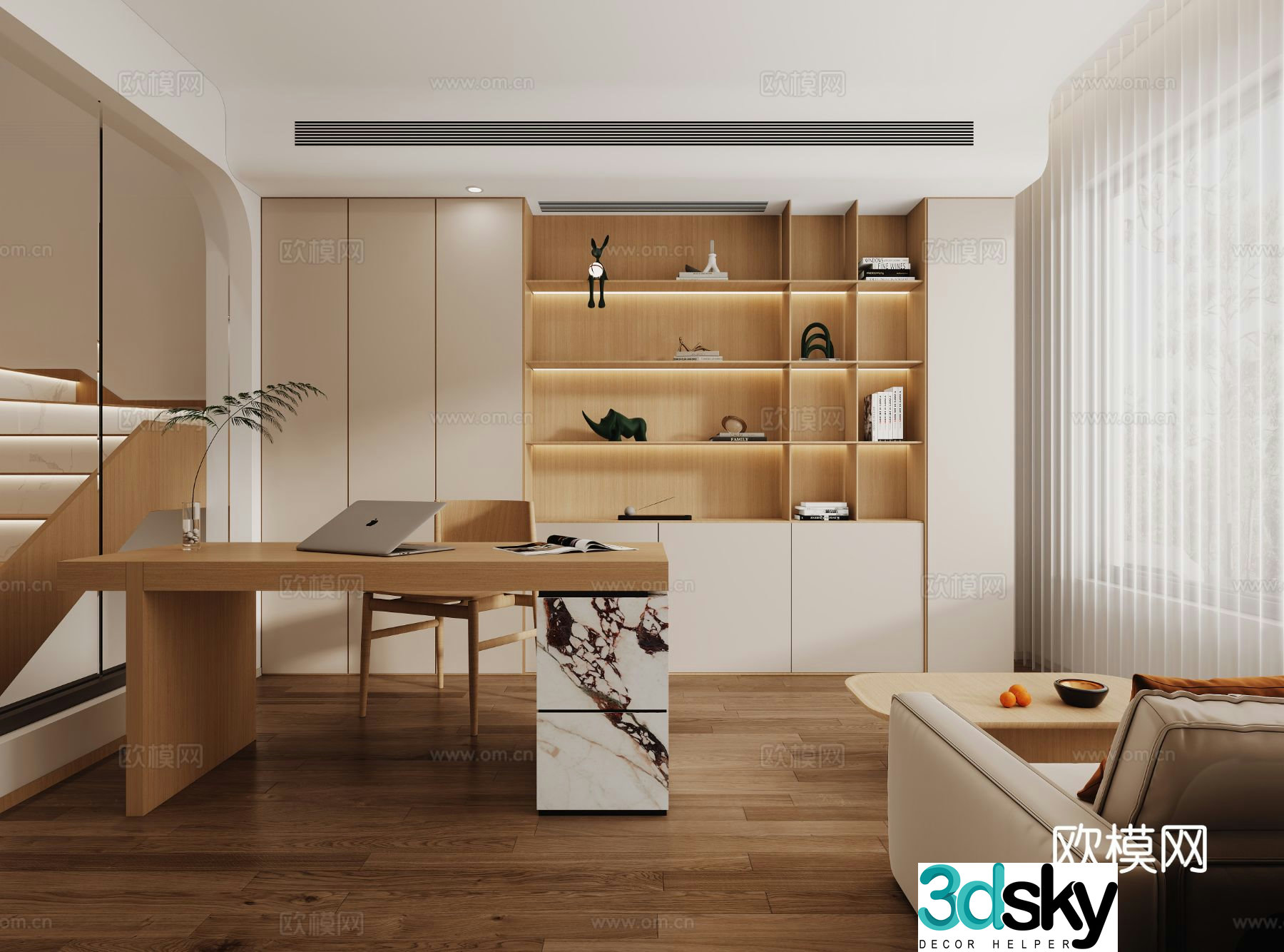 Modern study room 3d model