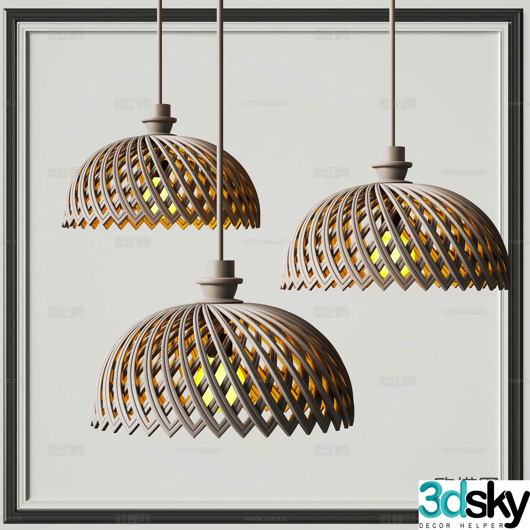 Wabi-sabi style chandelier 3d model