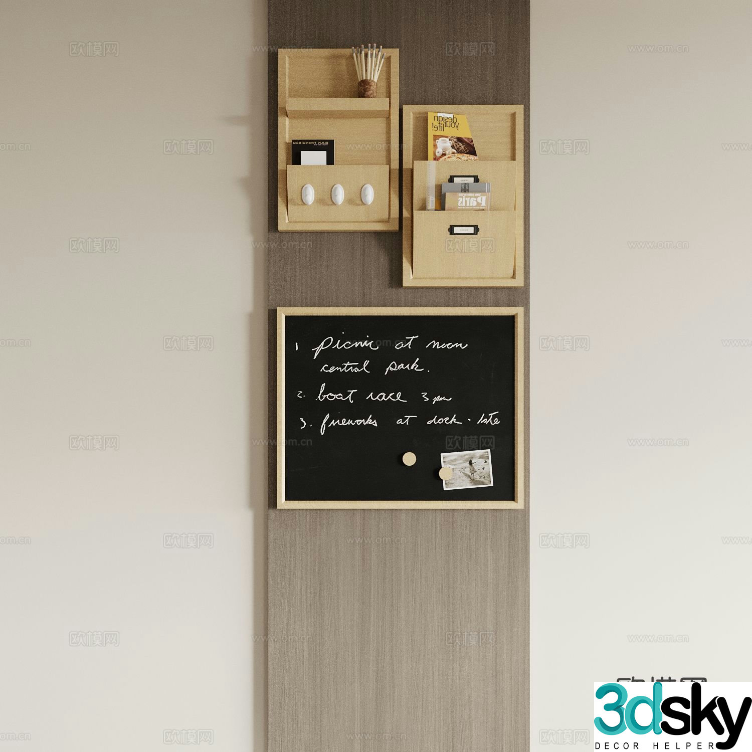 Memo Board Blackboard Wall Decor Pendant 3D Model