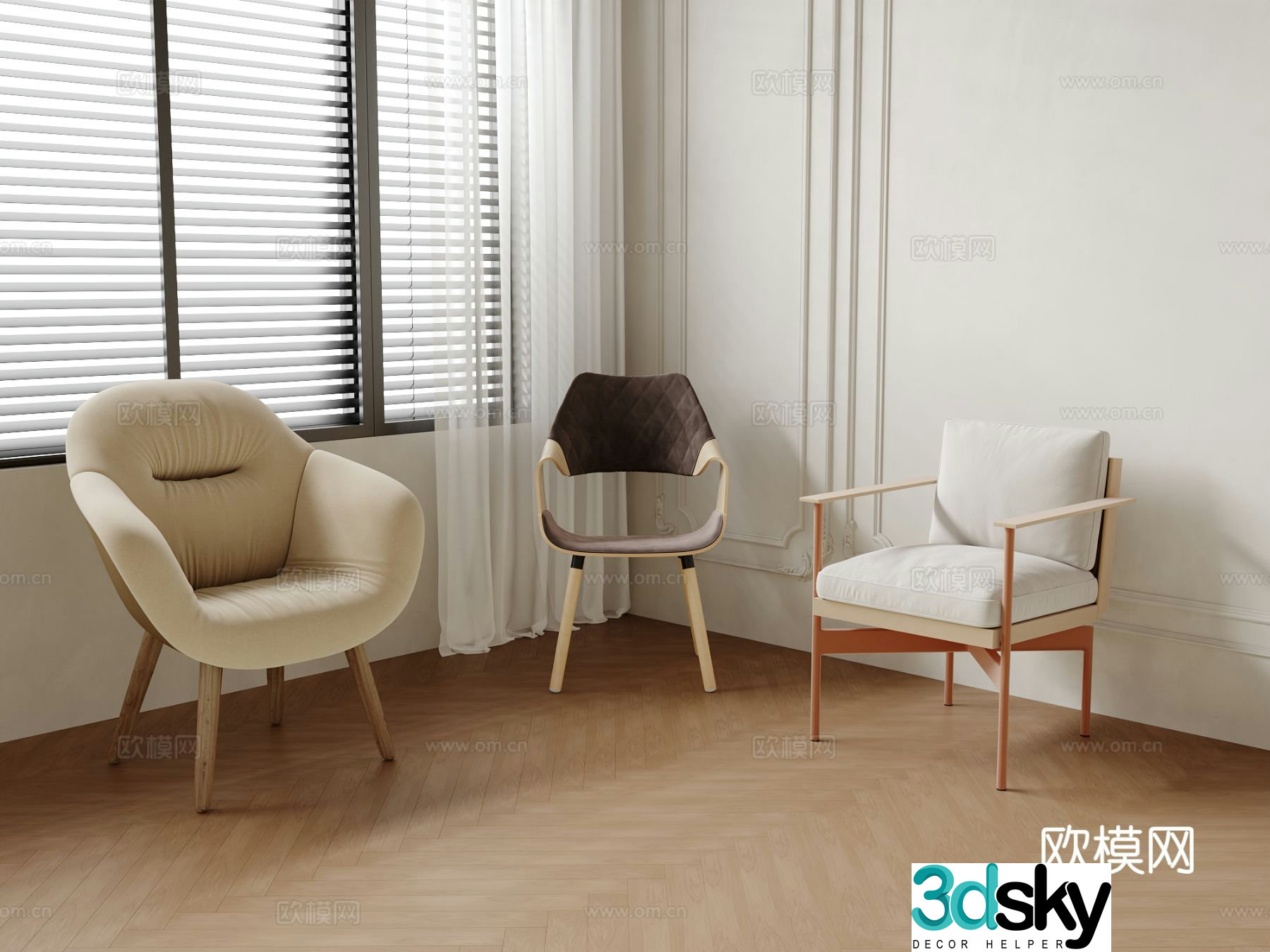 Single chair dining chair sofa chair 3d model