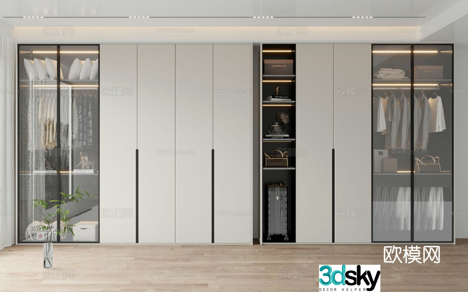 Modern wardrobe glass wardrobe 3d model