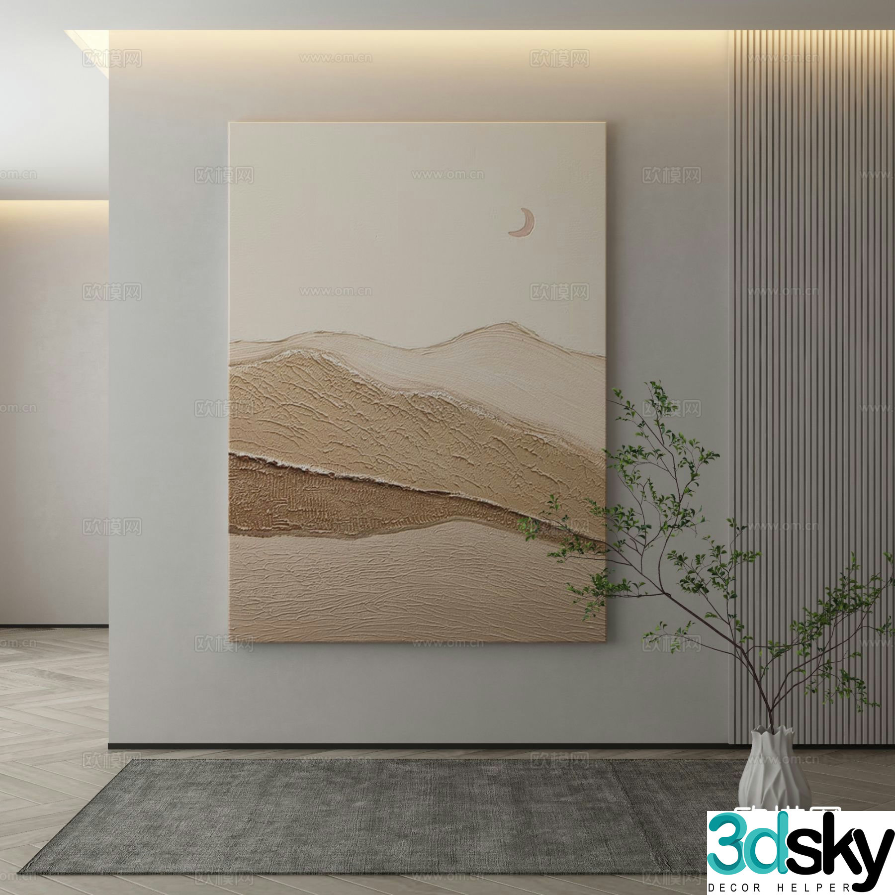 Modern decorative painting oil painting texture painting 3d model